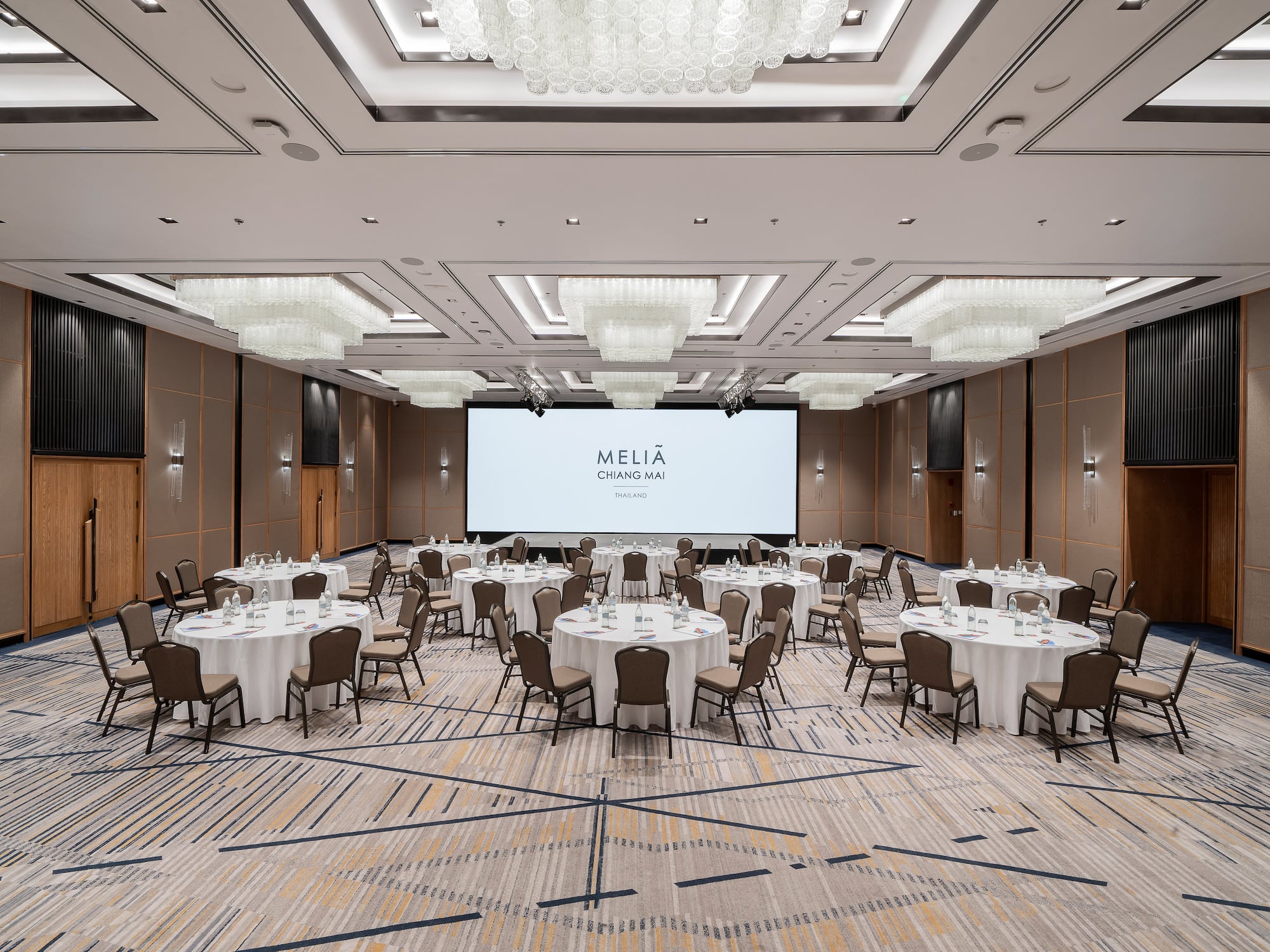 a room with tables and chairs