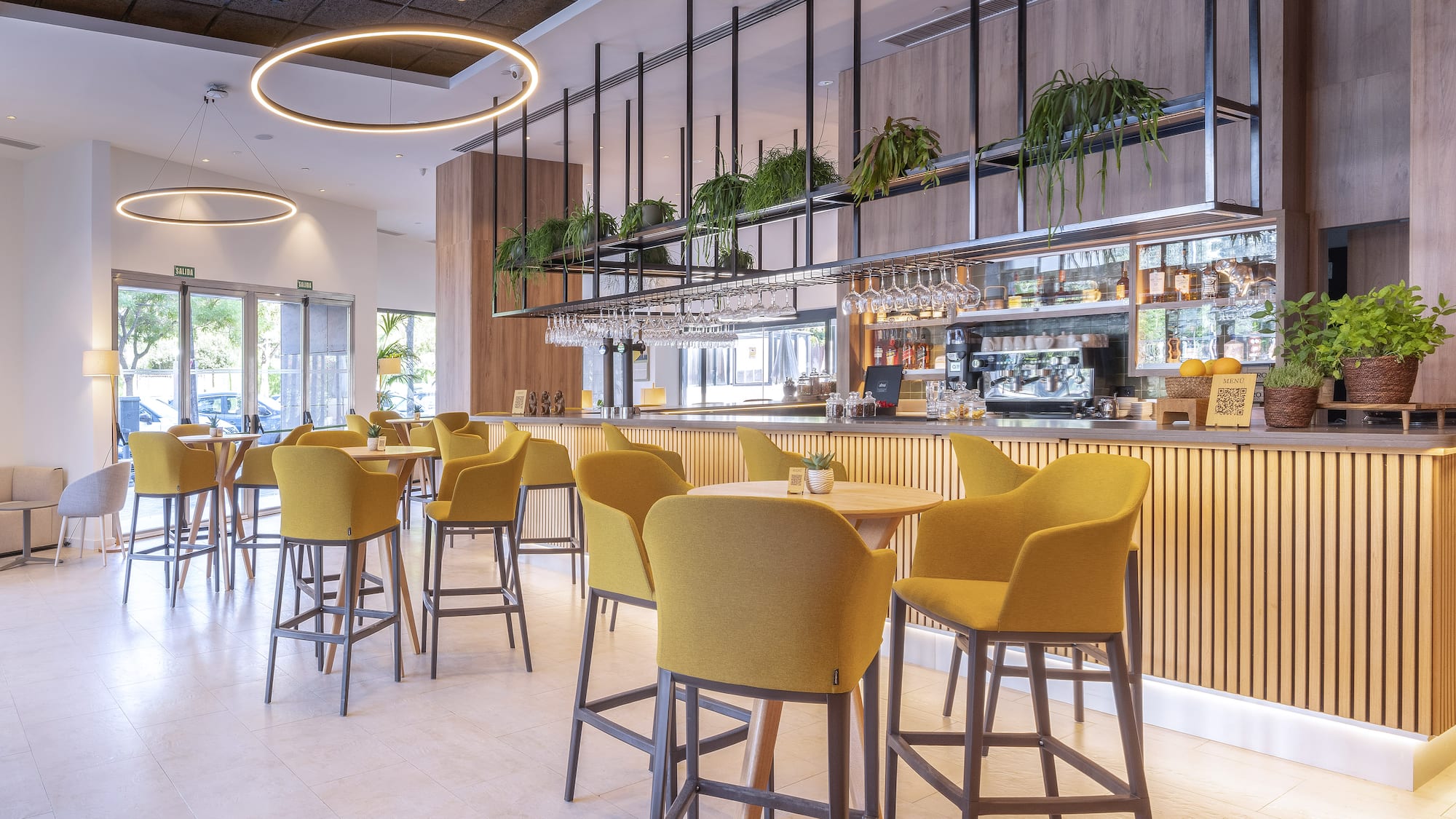 a restaurant with tables and chairs