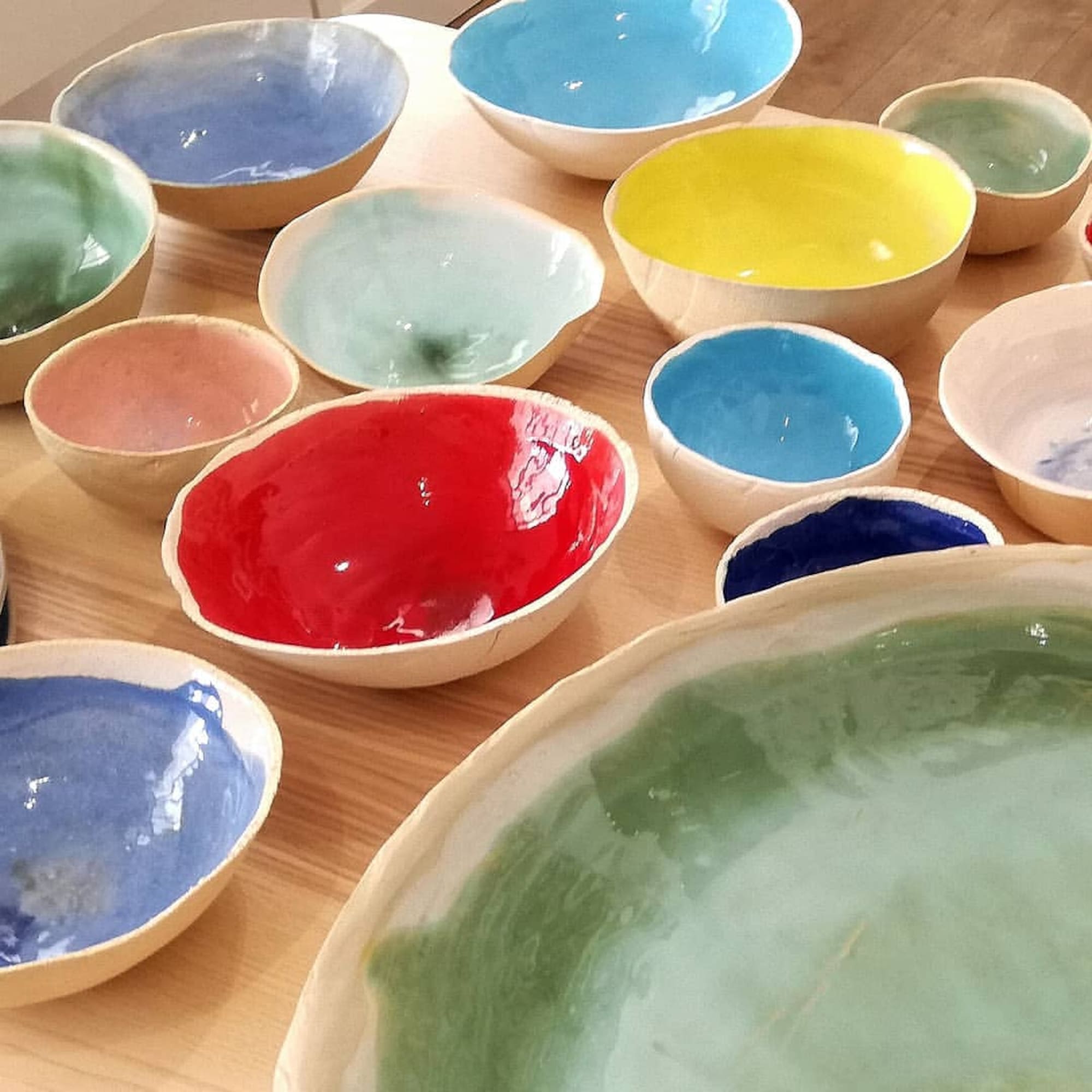 a group of bowls on a table