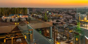 a rooftop view of a city