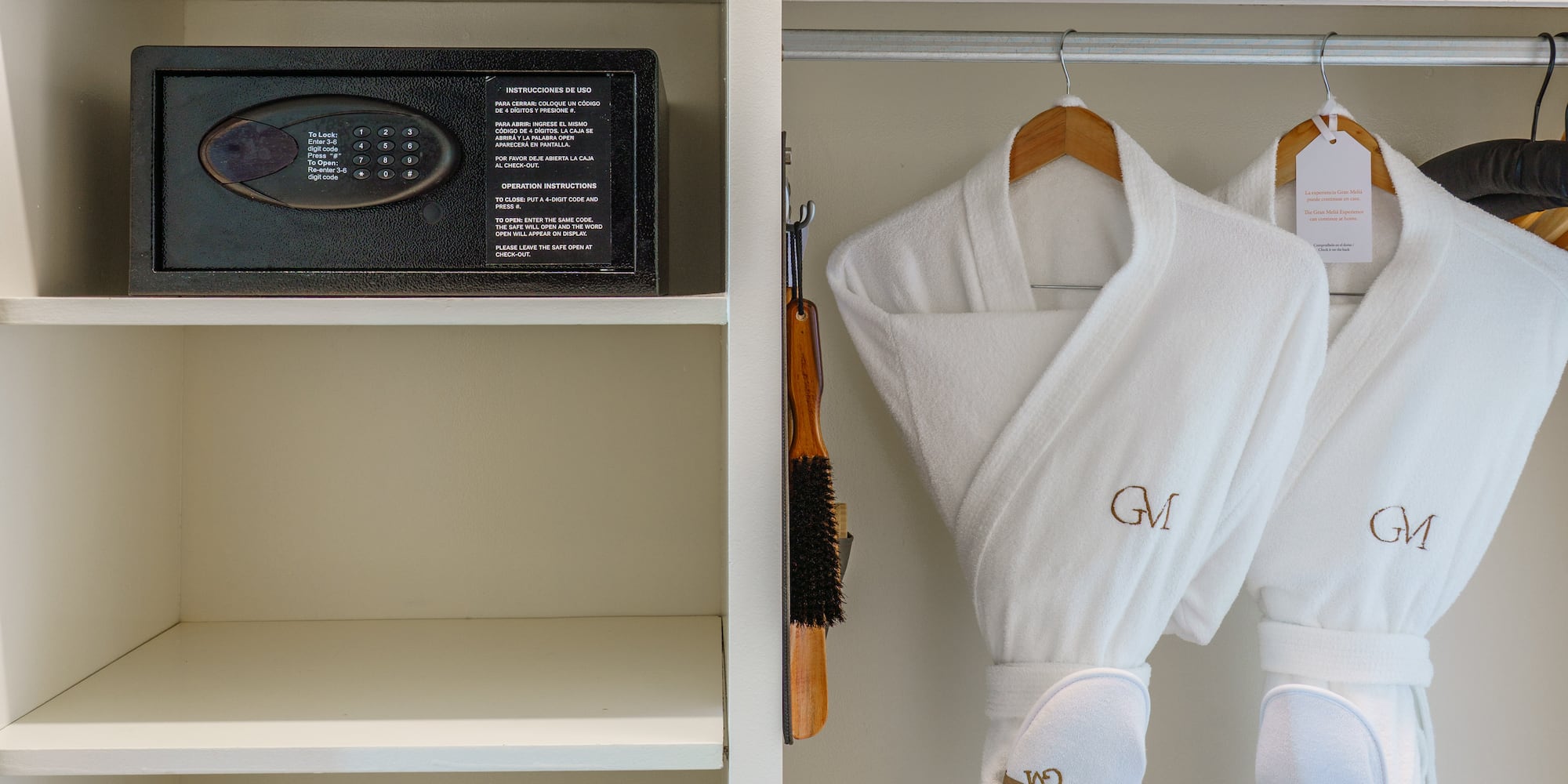 a white robe on swingers and a safe