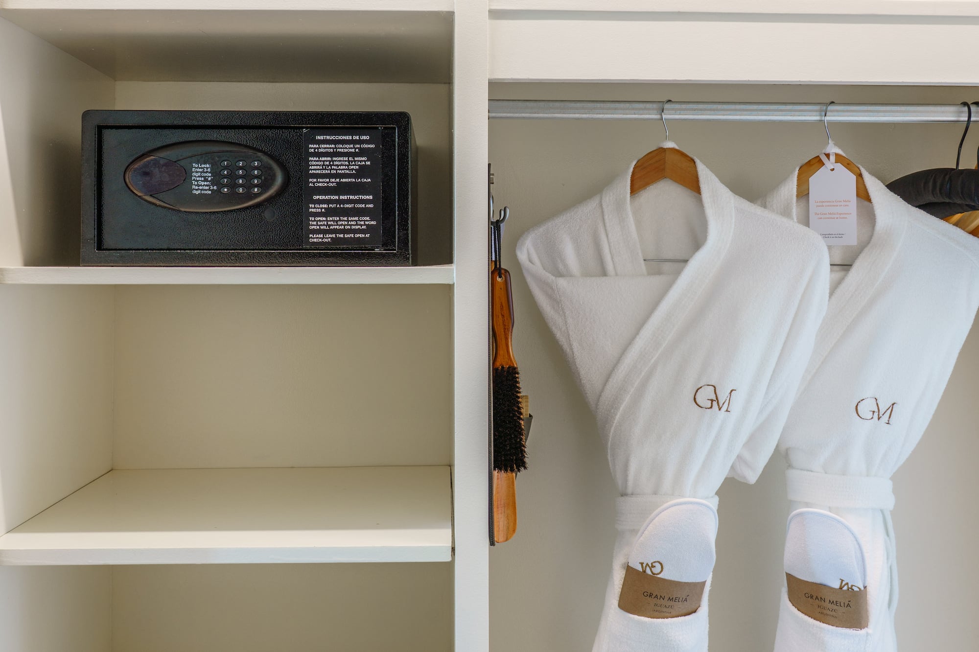 a white robe on swingers and a safe