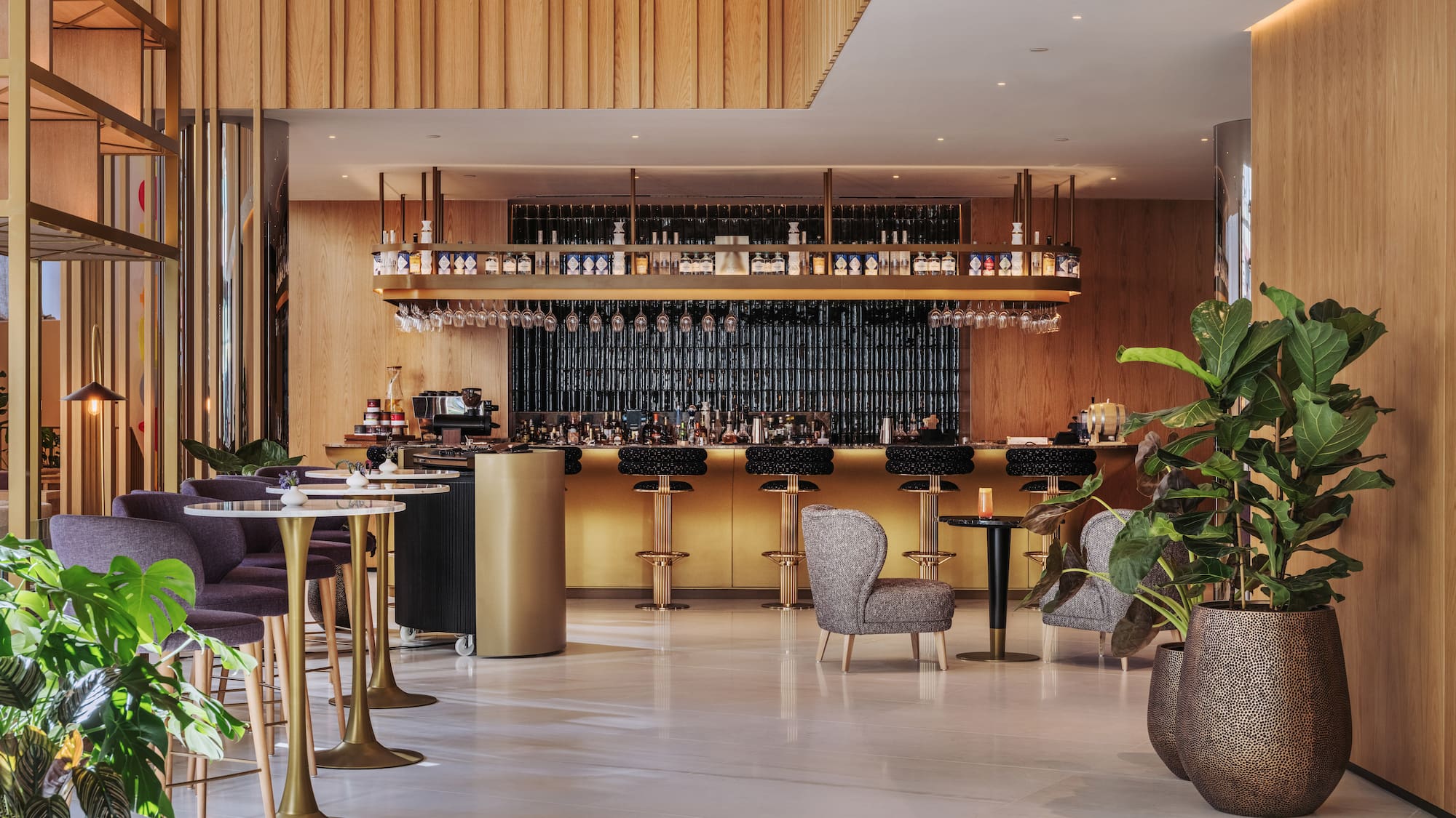 a room with tables and chairs