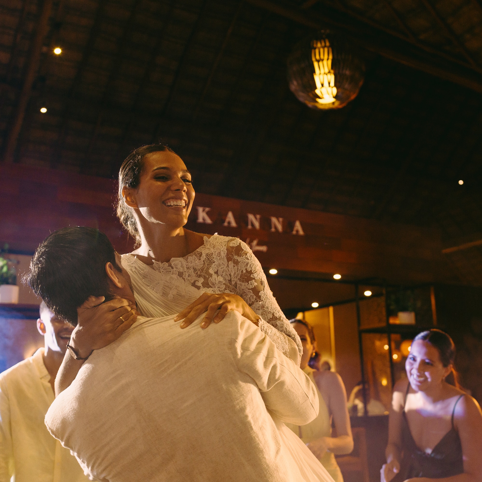 a man hugging a woman