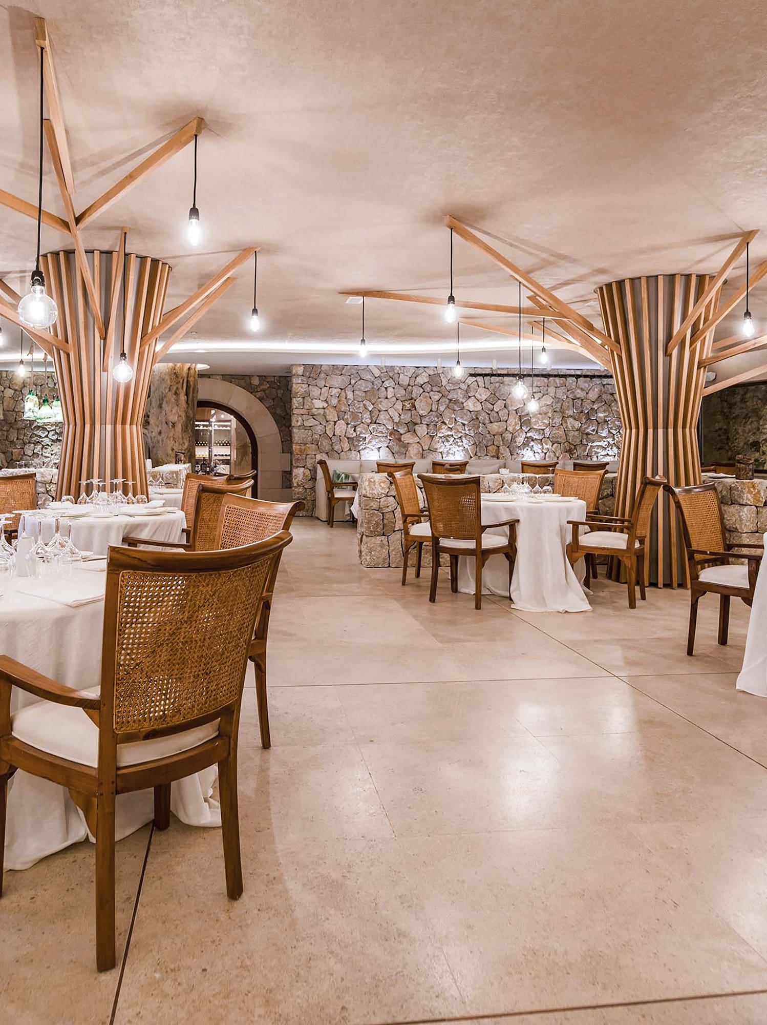 a room with tables and chairs