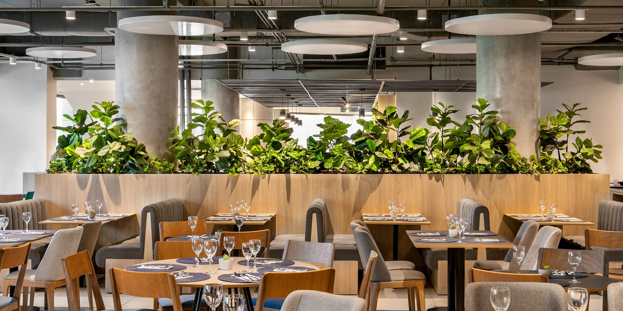 a restaurant with tables and chairs