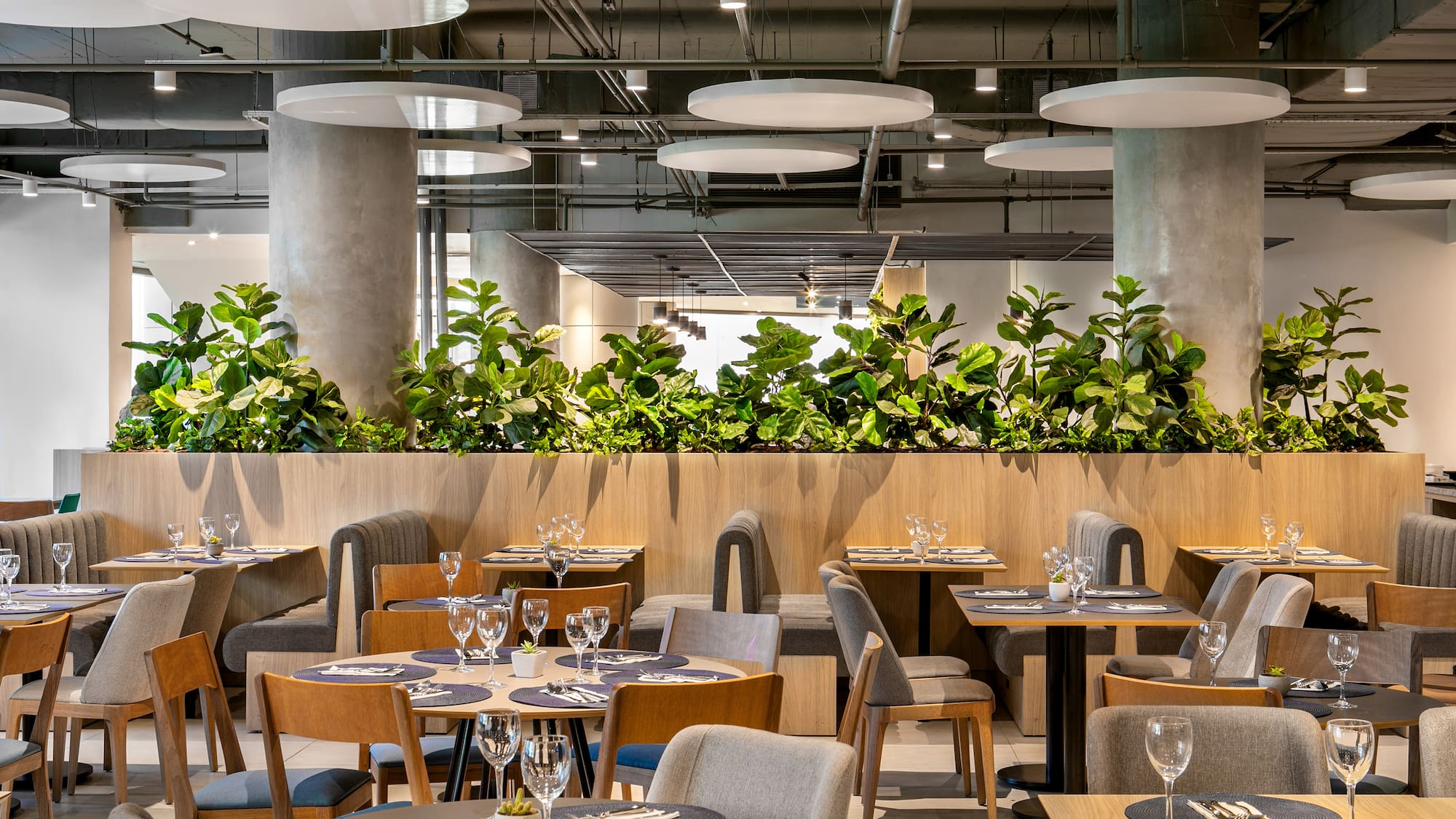 a restaurant with tables and chairs
