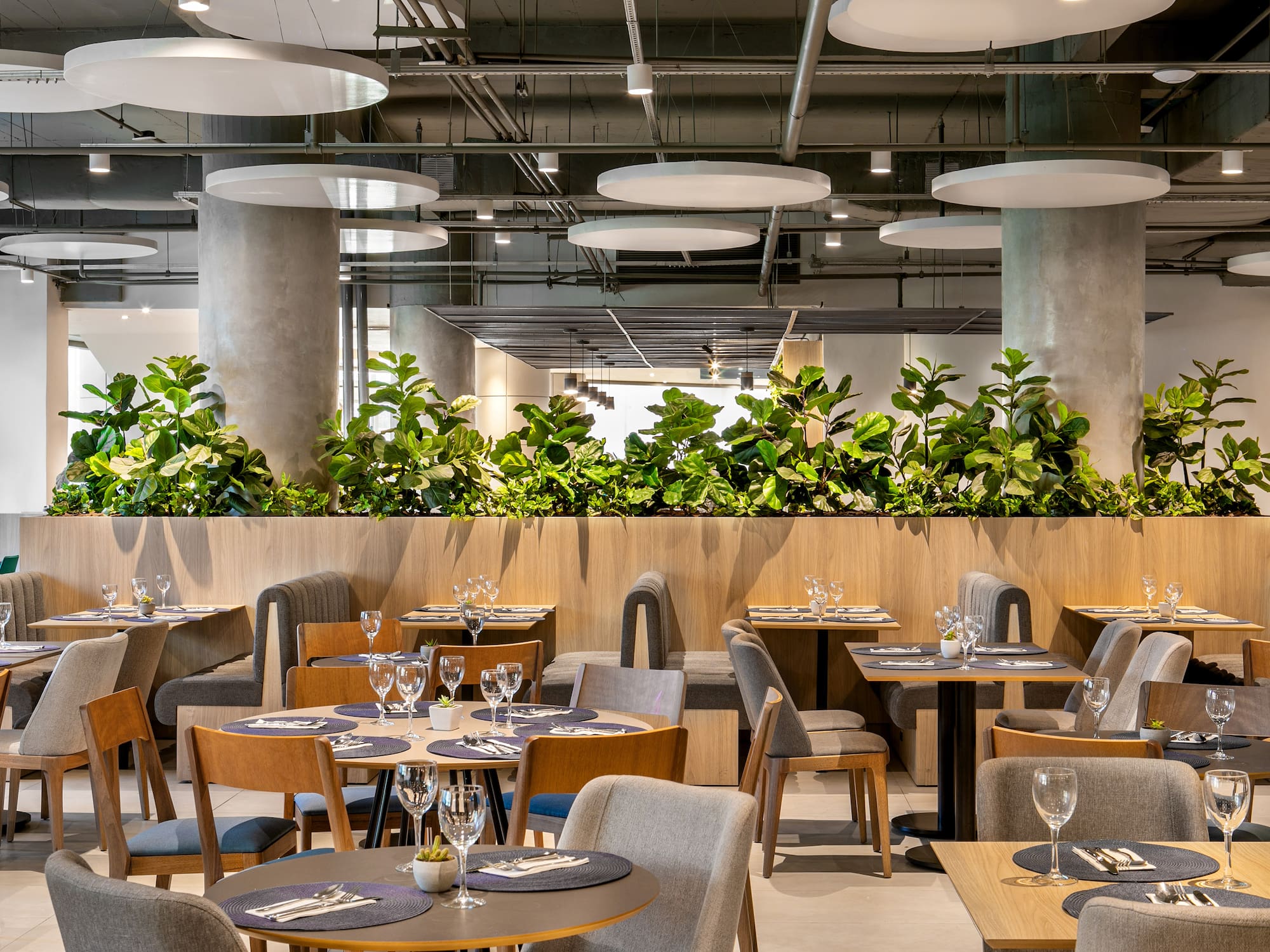 a restaurant with tables and chairs