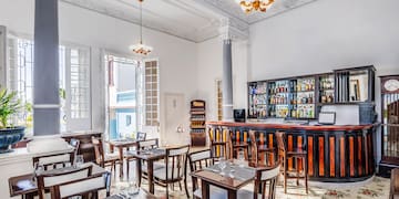 a room with tables and chairs