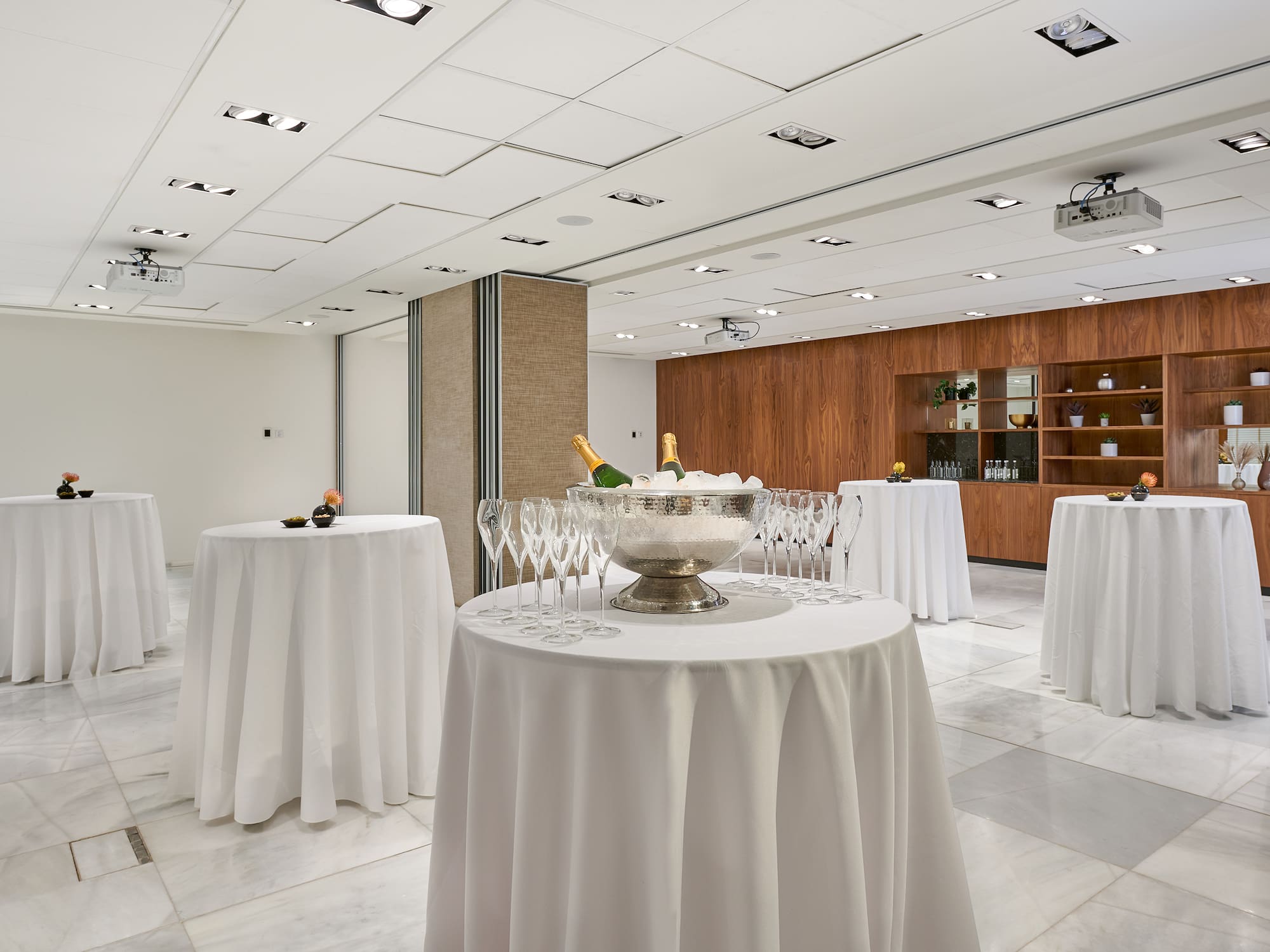 a room with tables and chairs