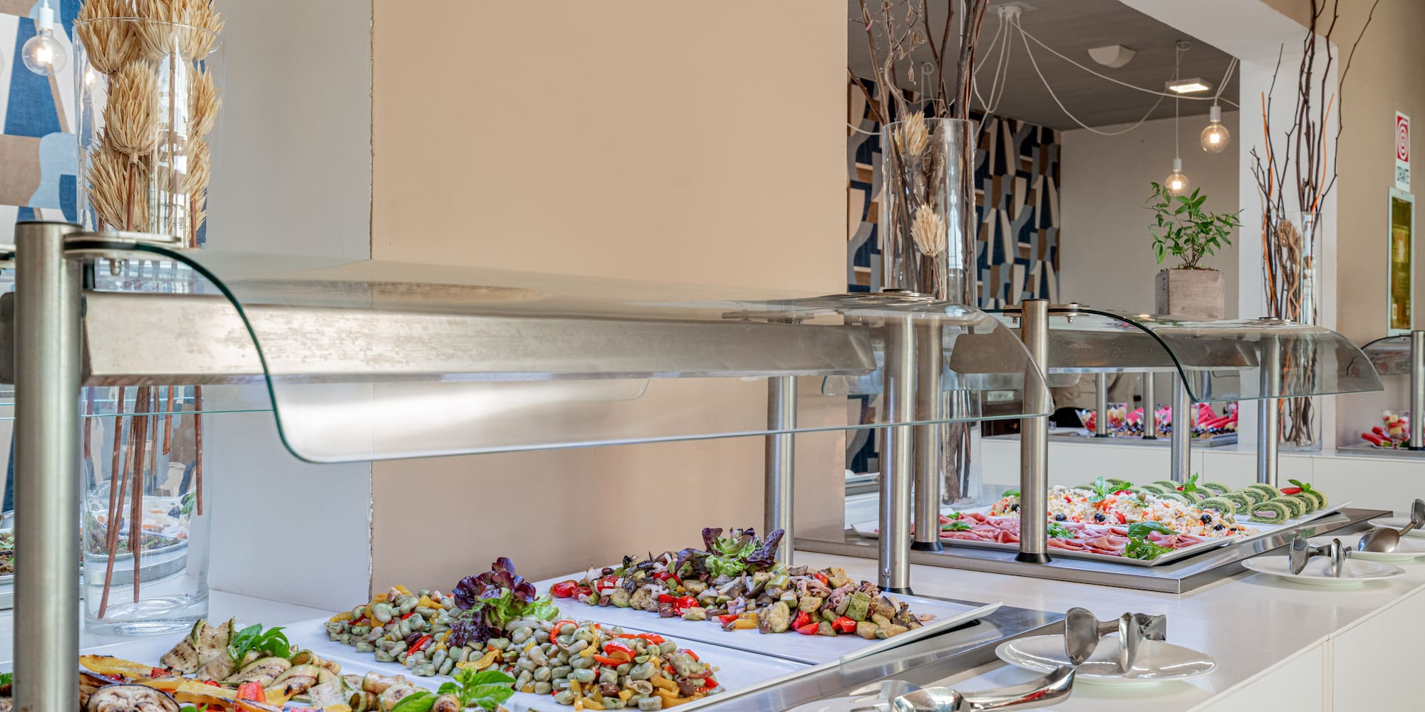 food on the counter in a restaurant