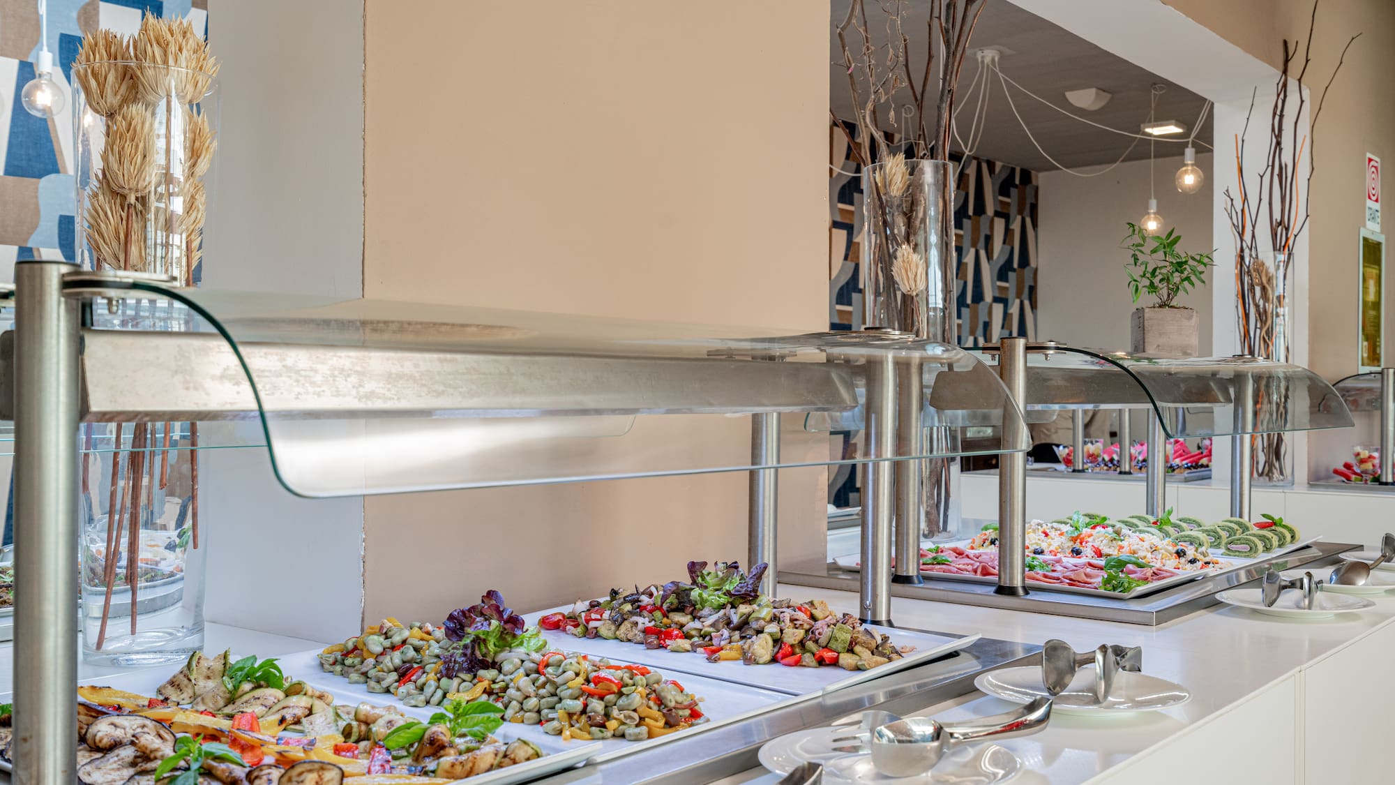 food on the counter in a restaurant