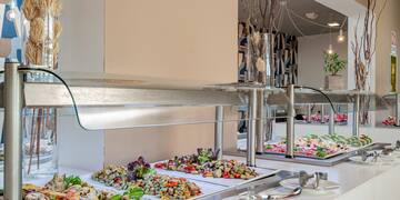 food on the counter in a restaurant