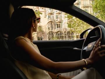 a woman driving a car