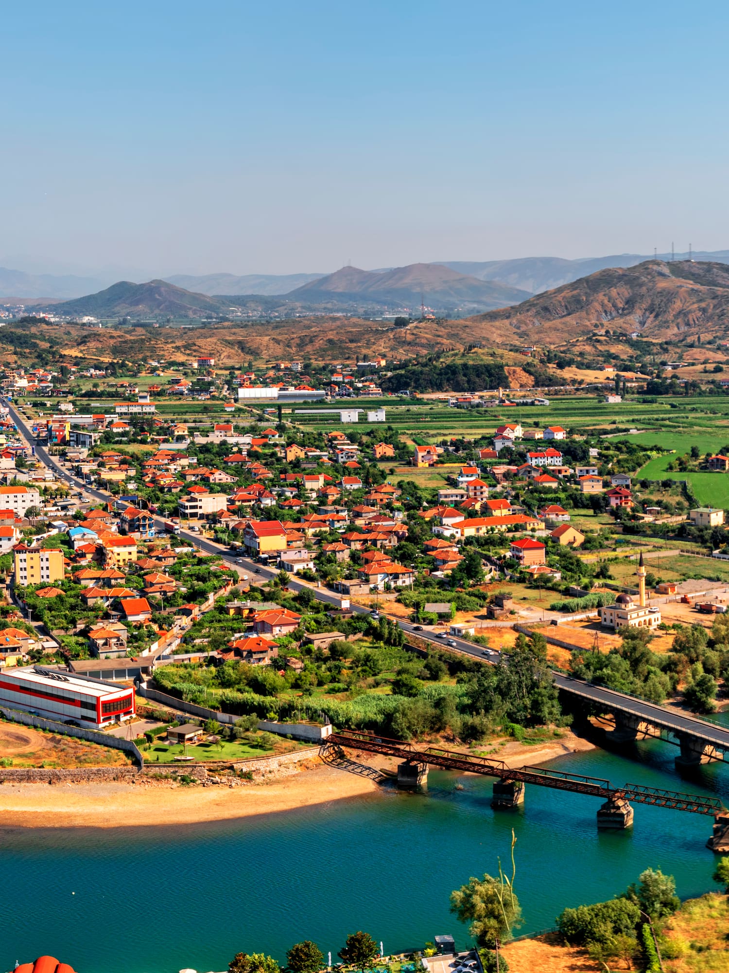 a city next to a body of water