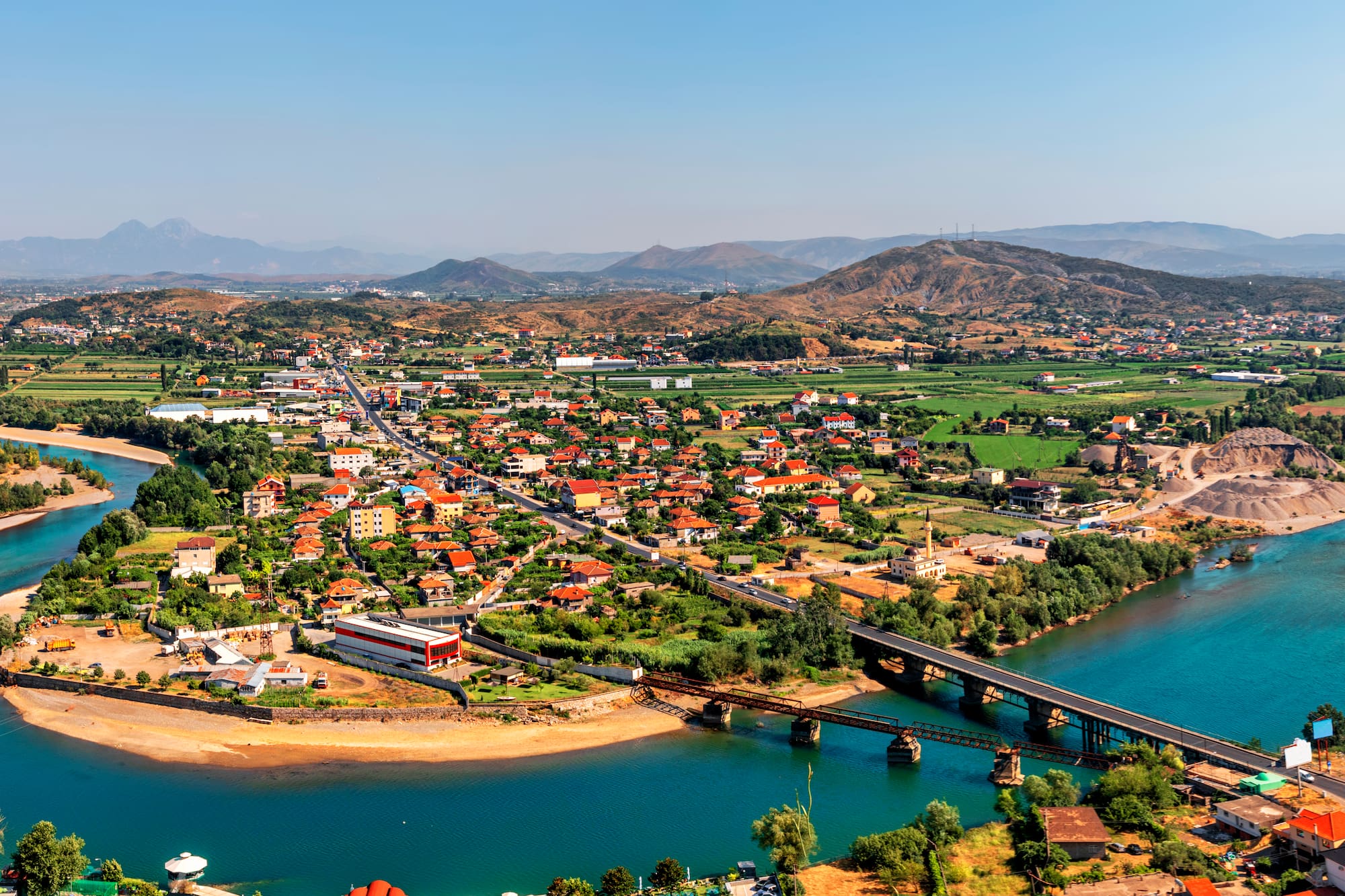 a city next to a body of water