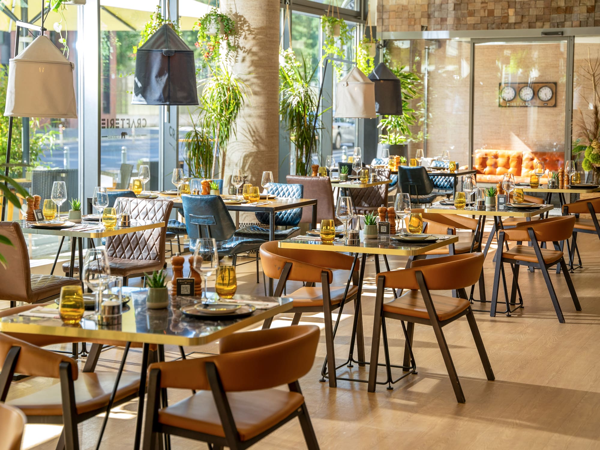 a restaurant with tables and chairs
