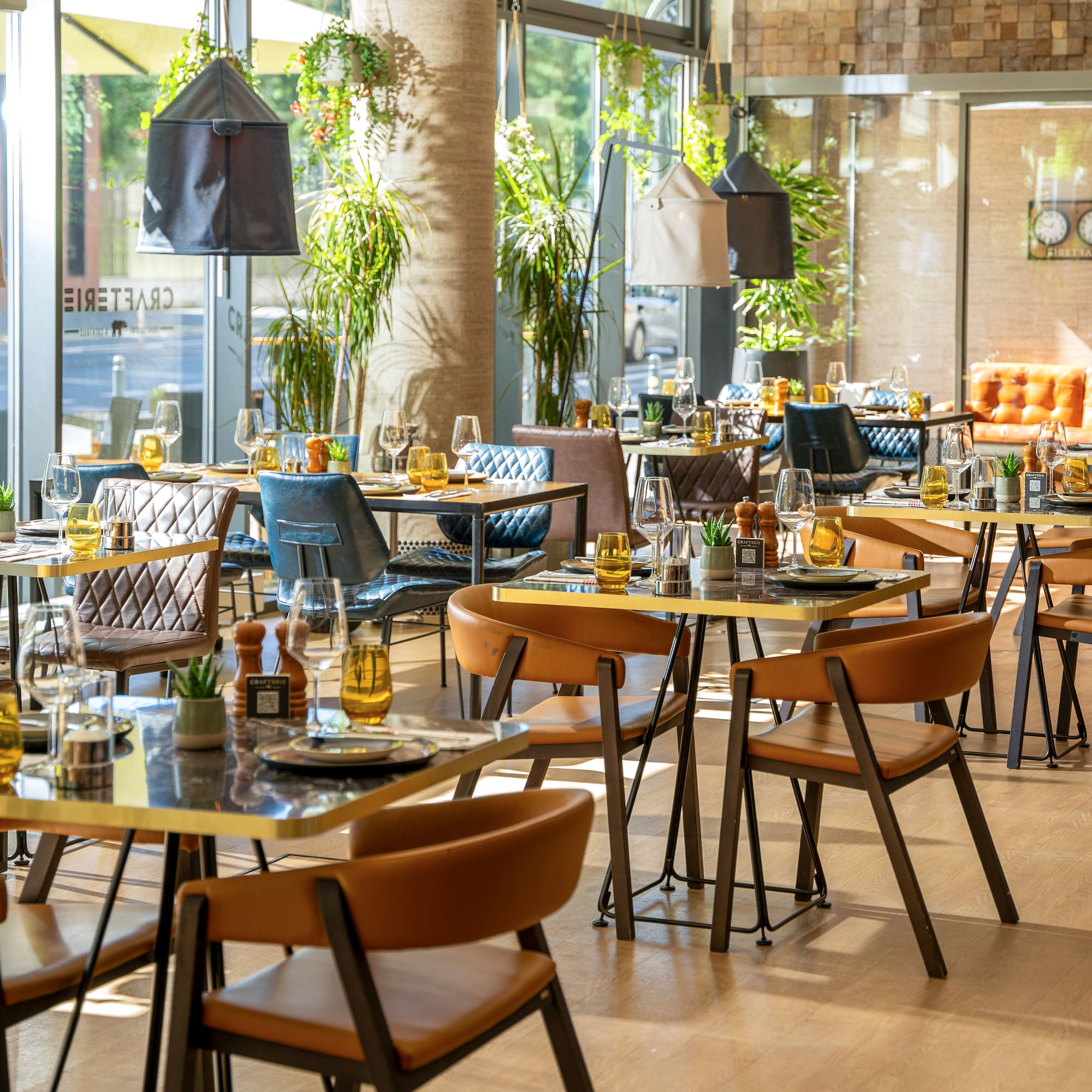 a restaurant with tables and chairs
