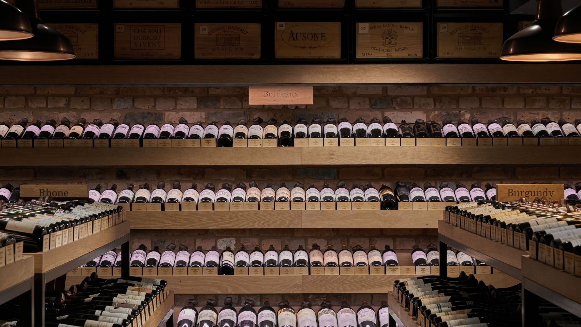 a wine cellar with many bottles