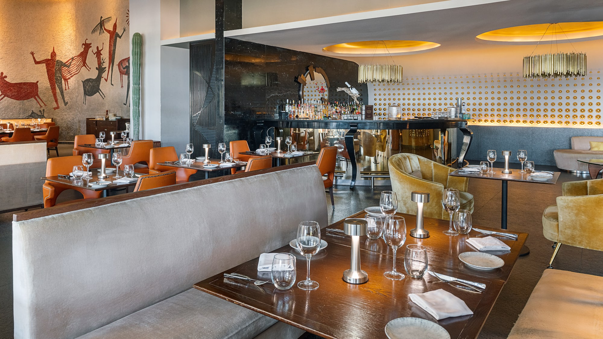 a restaurant with tables and chairs