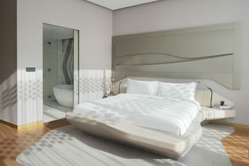 a bed in a room