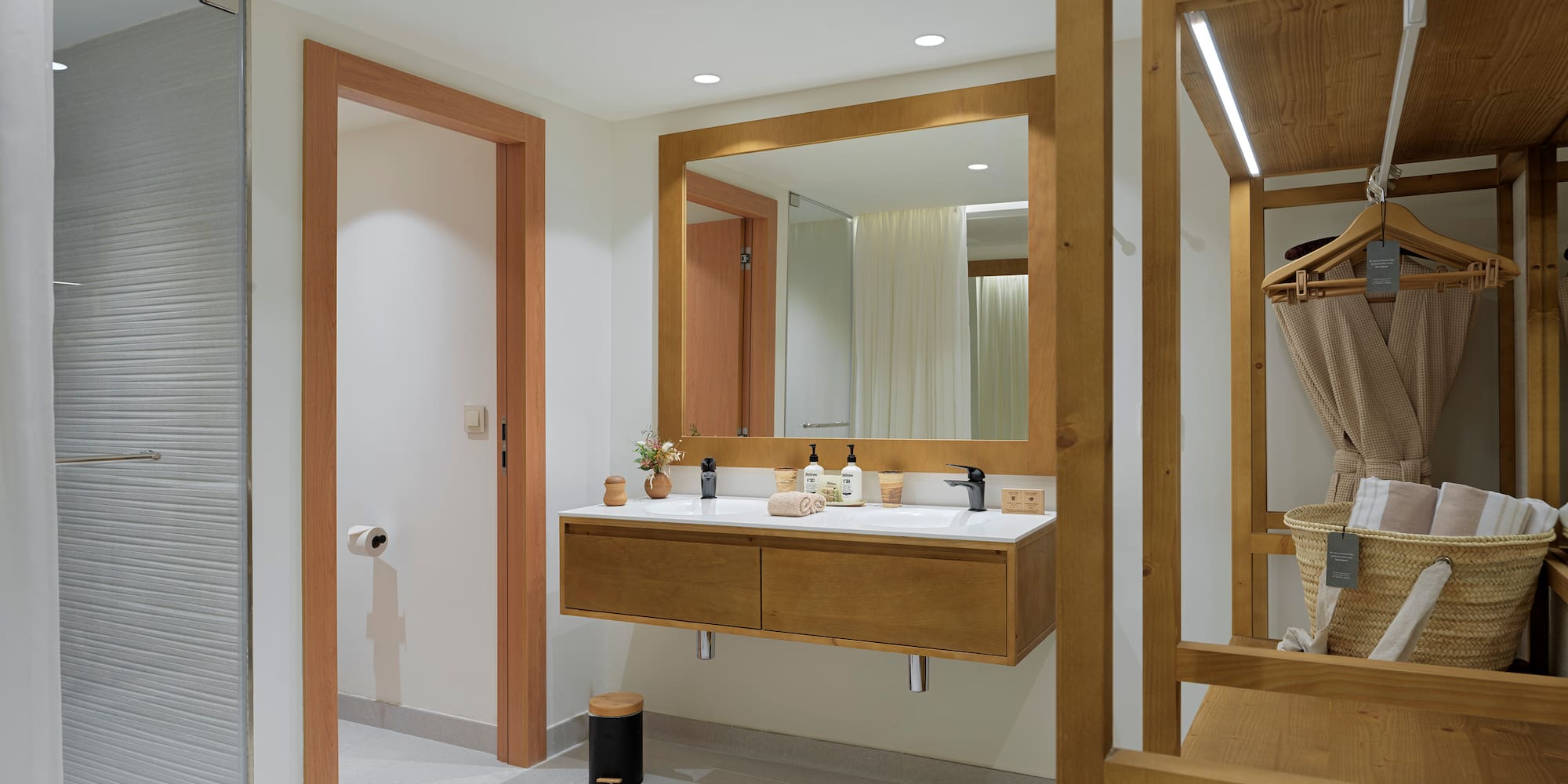 a bathroom with a mirror and sink