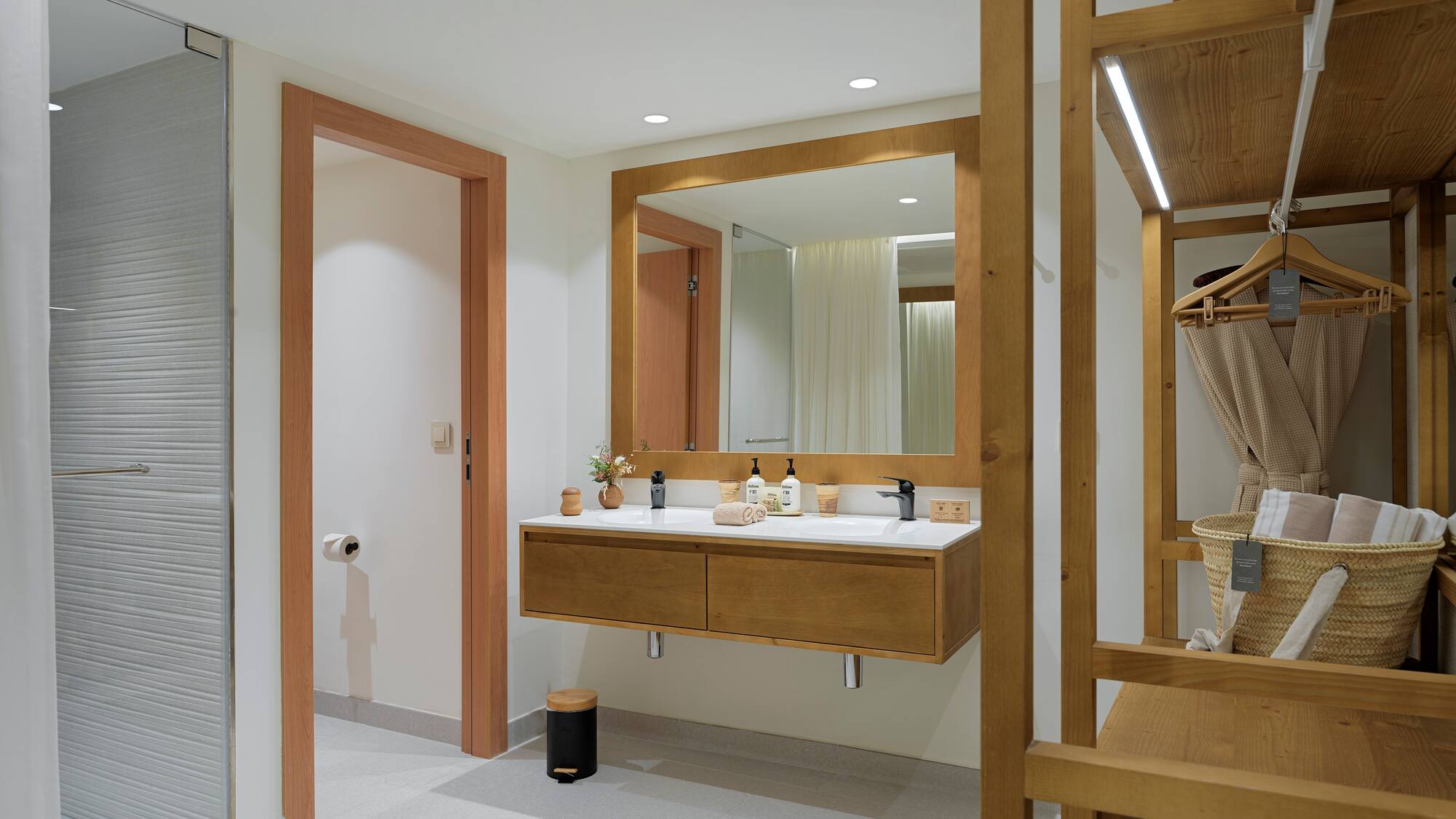 a bathroom with a mirror and sink