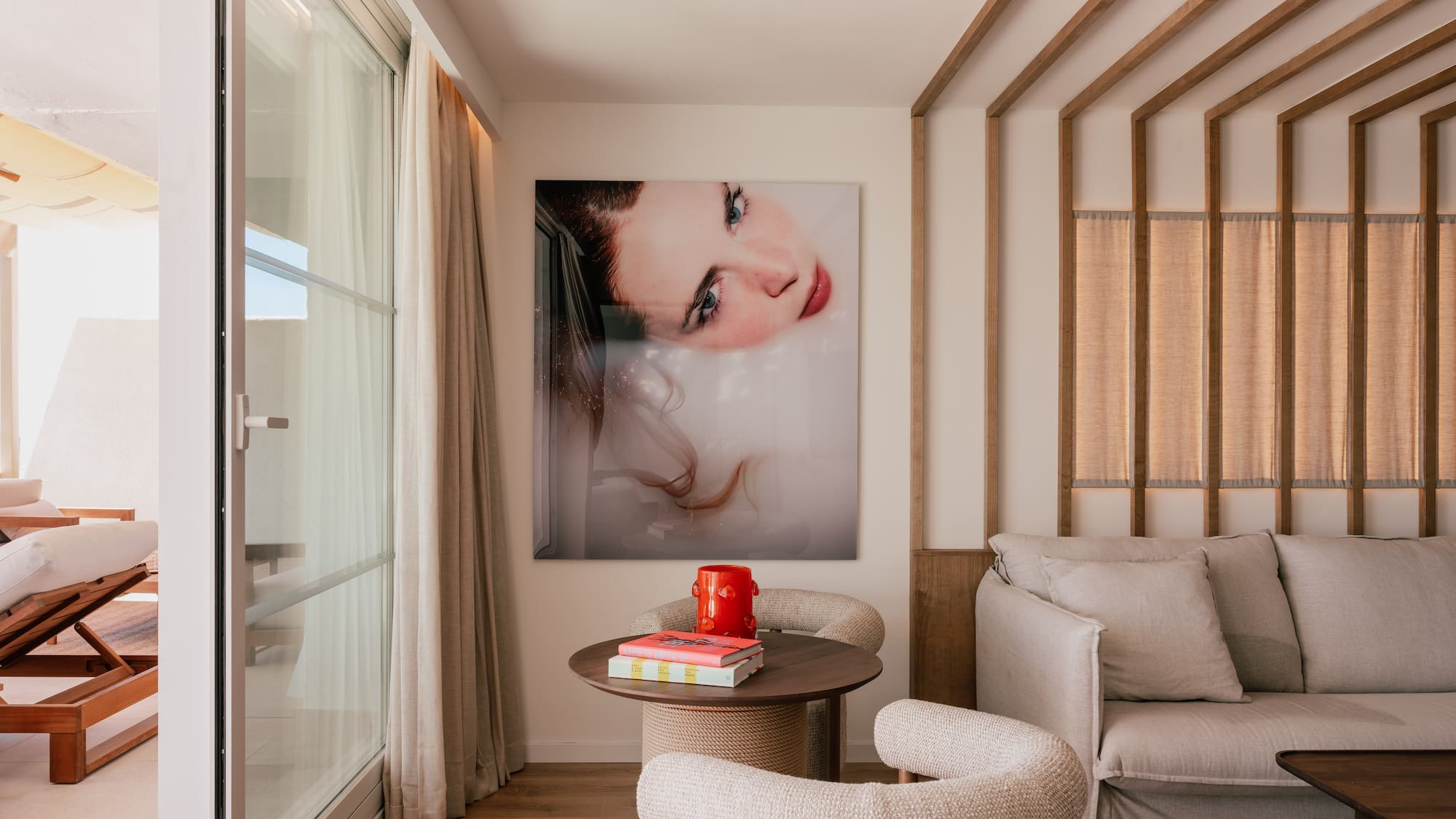 a room with a couch and a table