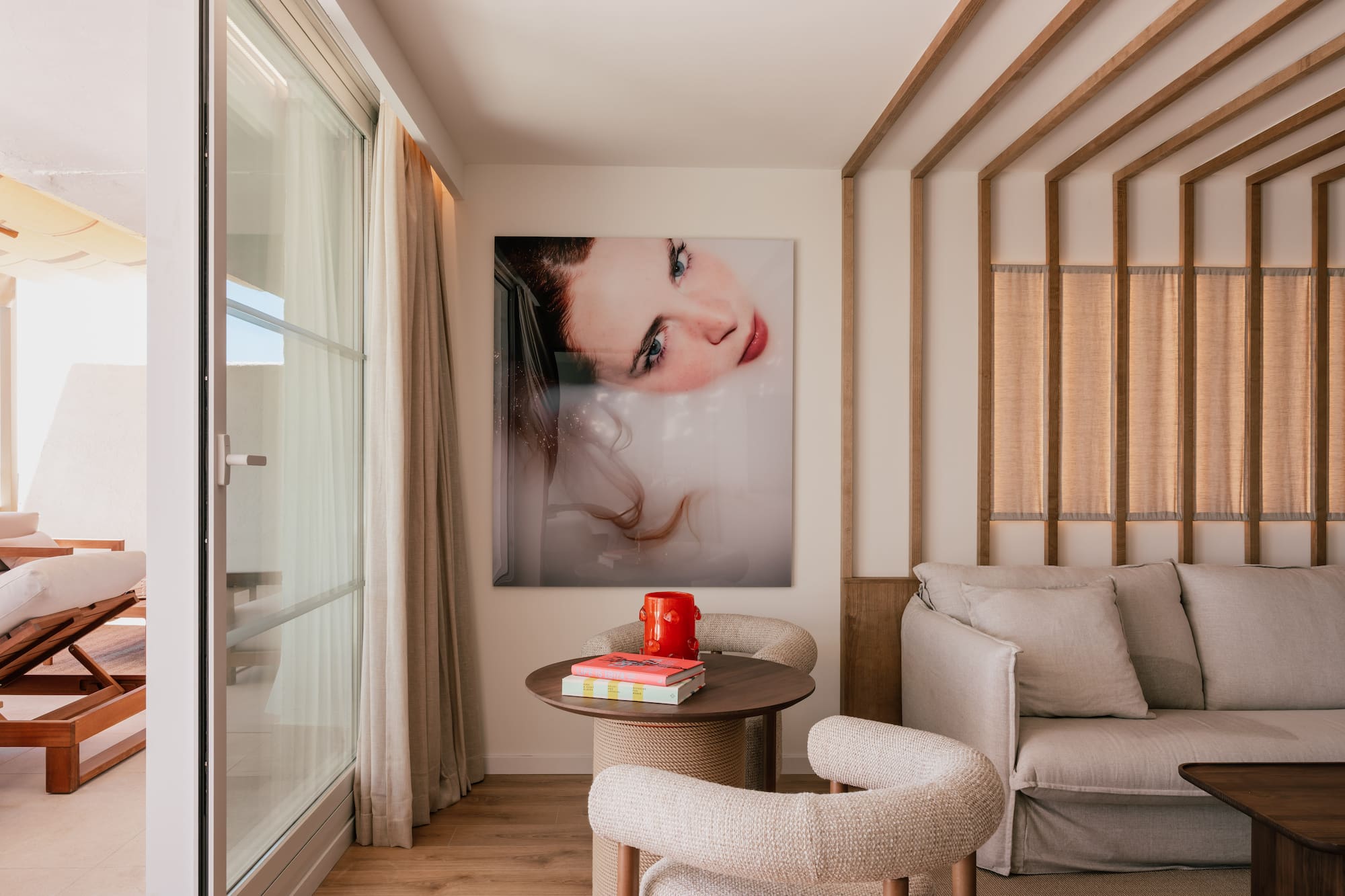 a room with a couch and a table