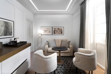 a room with a couch and a table