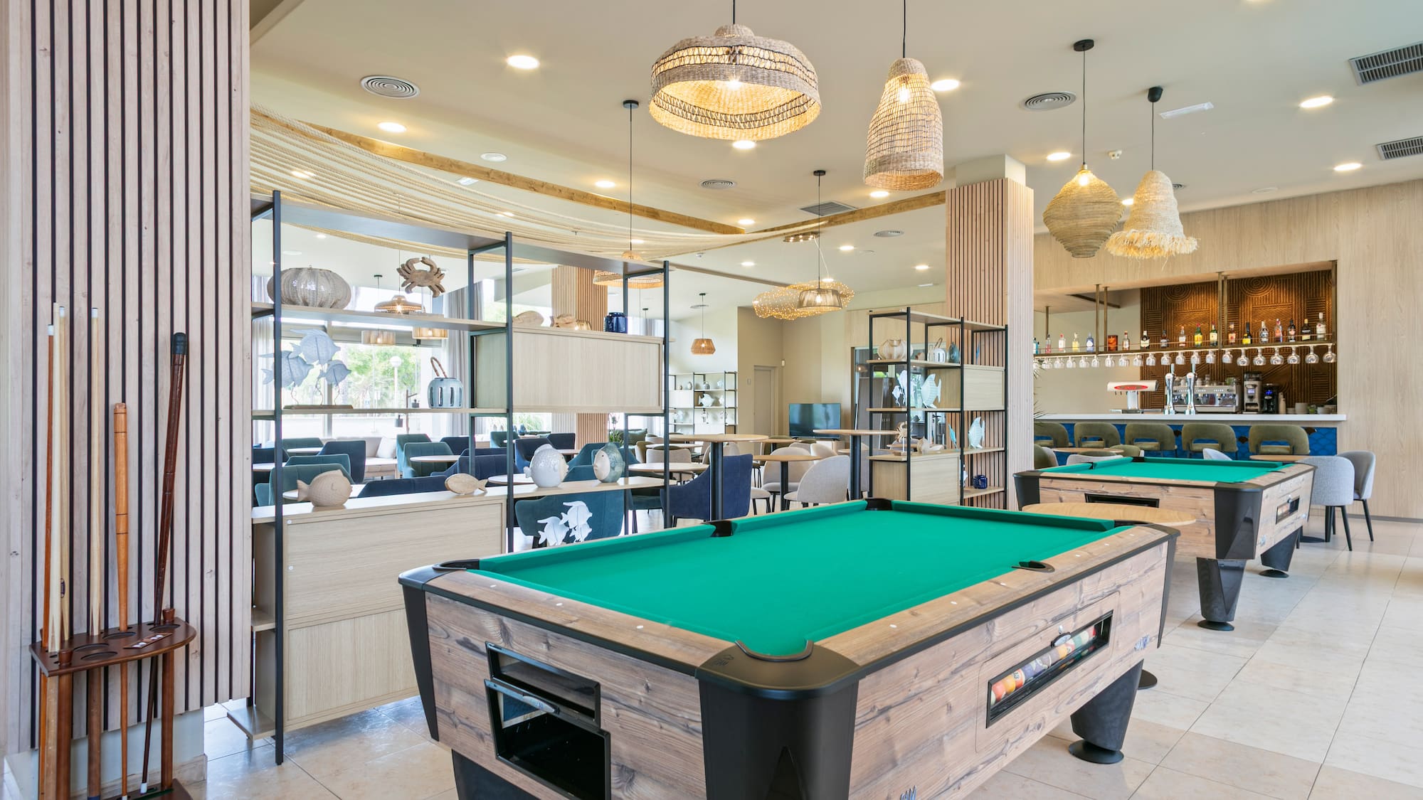 a pool table in a room