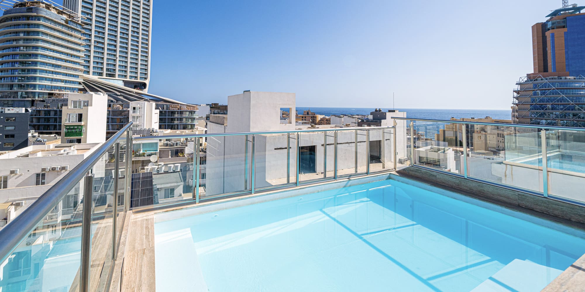a pool on a rooftop