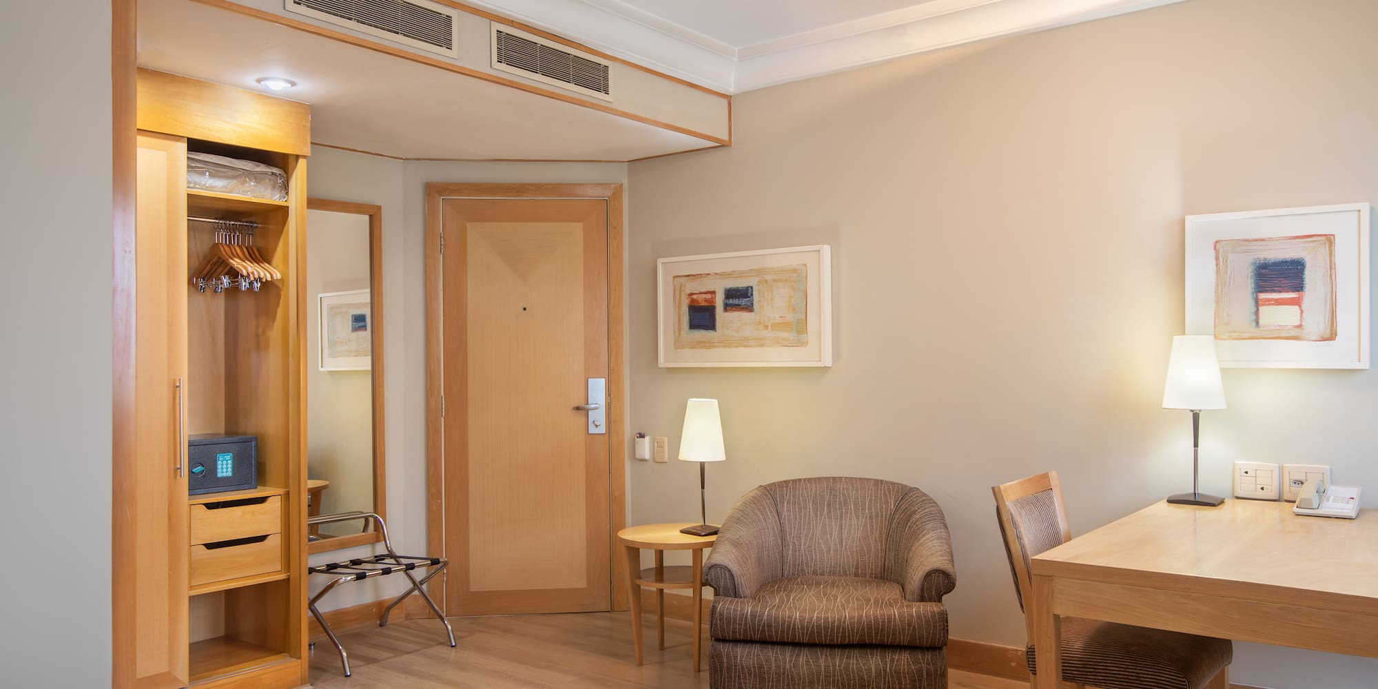 a room with a table and chair