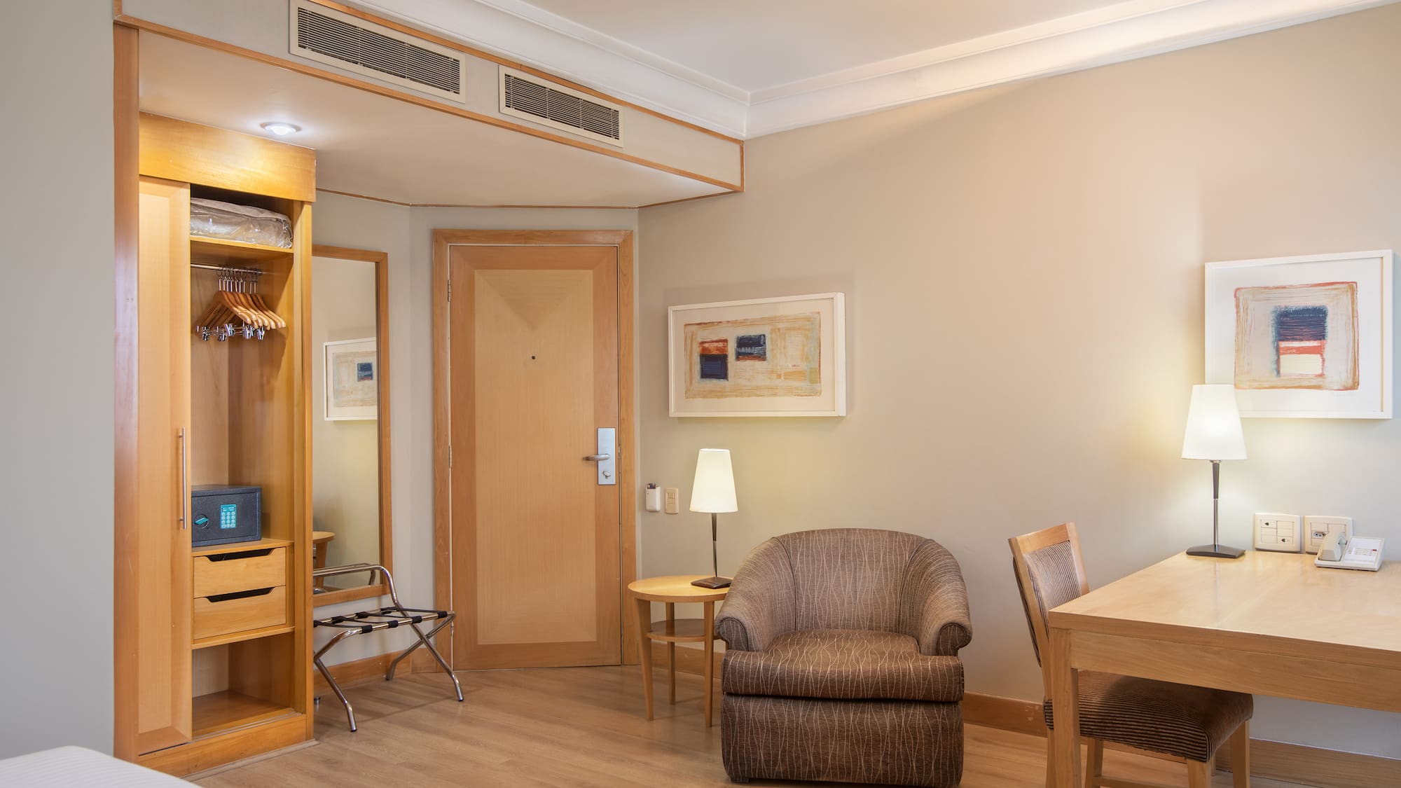 a room with a table and chair