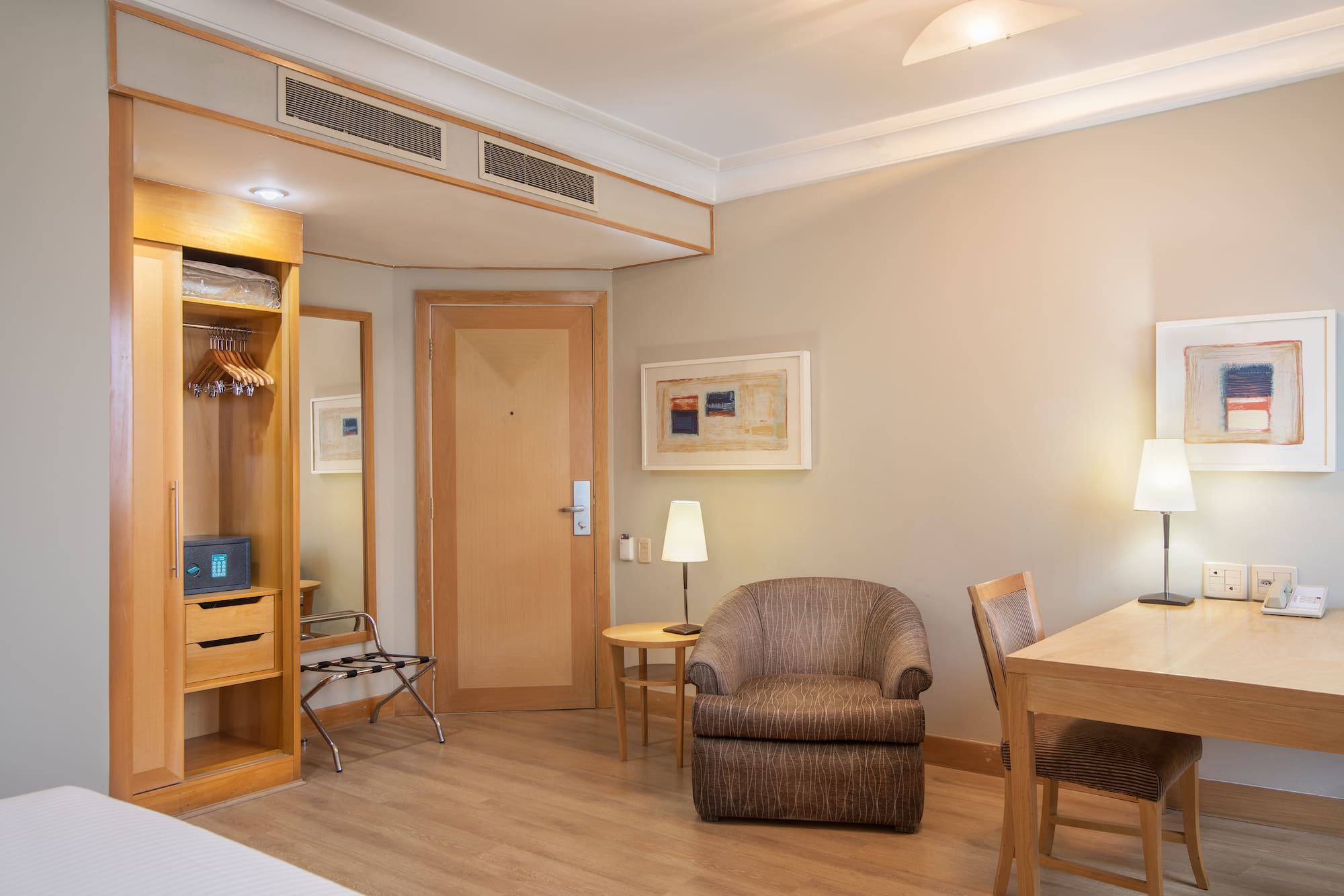 a room with a table and chair