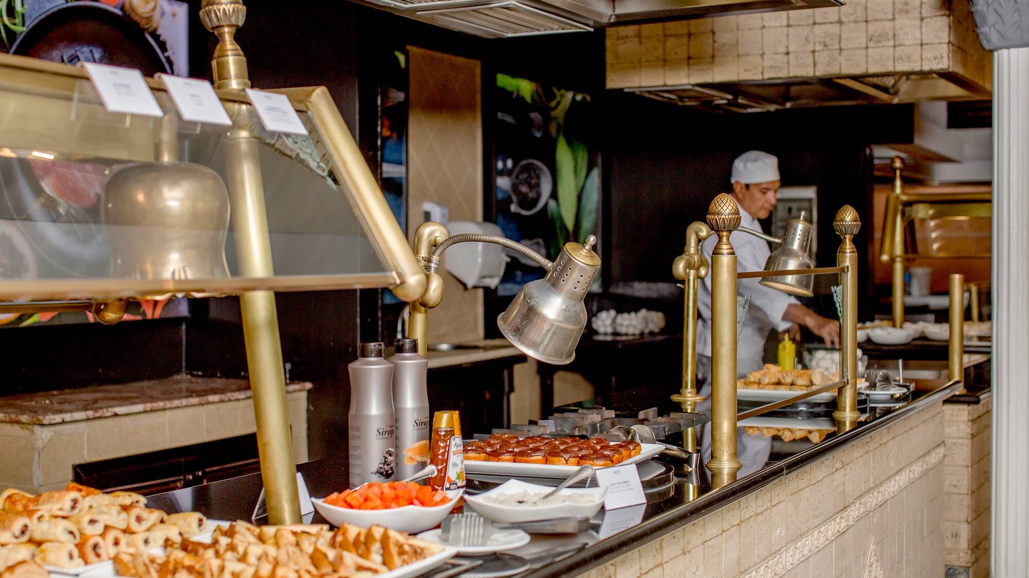a kitchen with food on the counter
