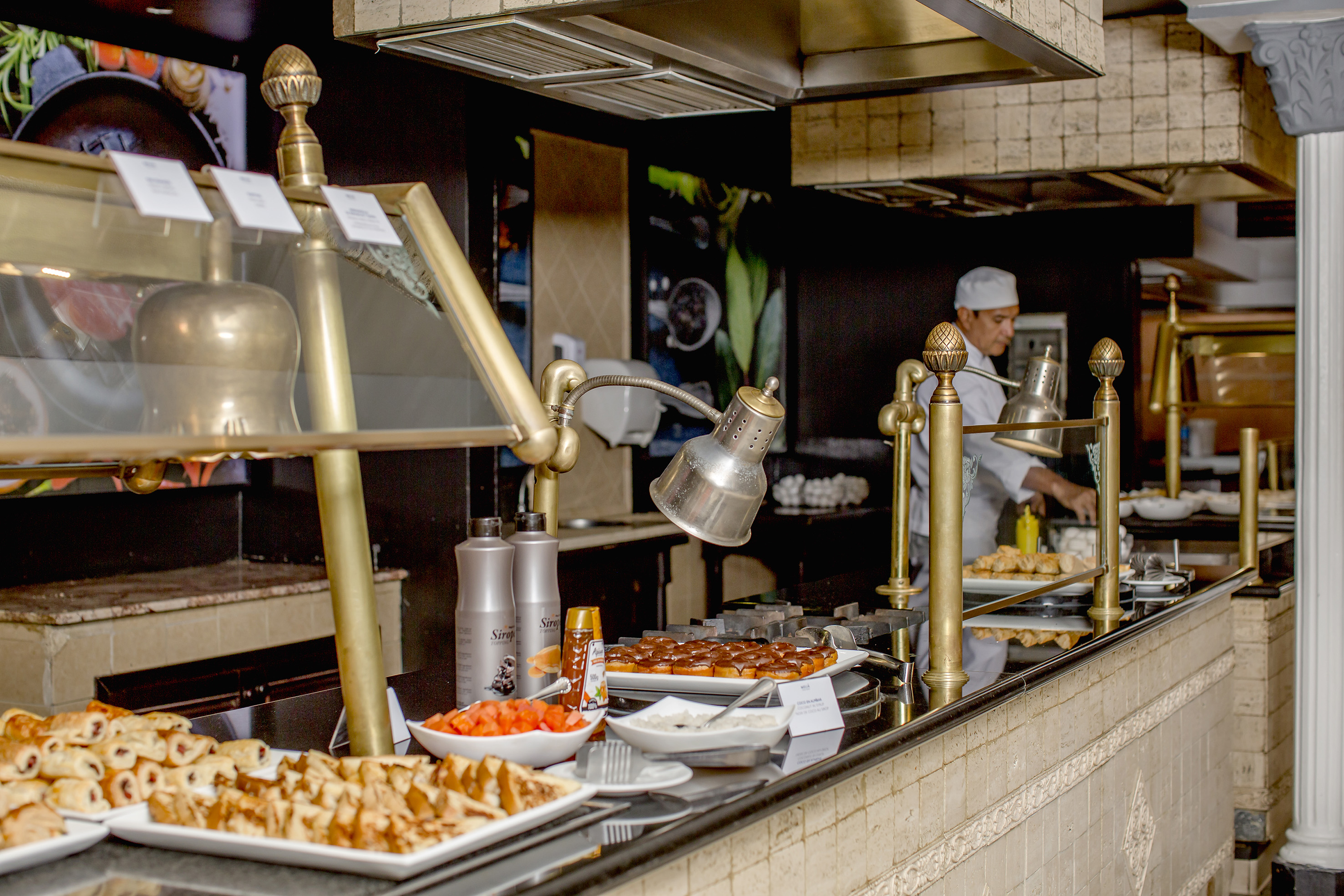 a kitchen with food on the counter