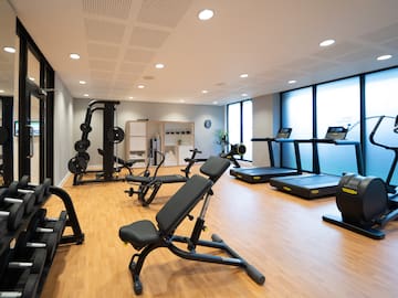 a room with exercise equipment