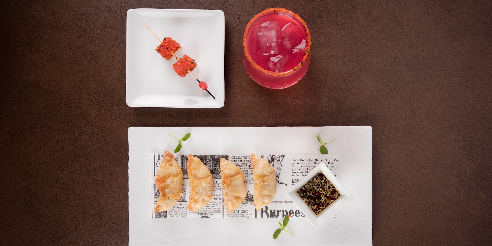 a plate of food and a drink