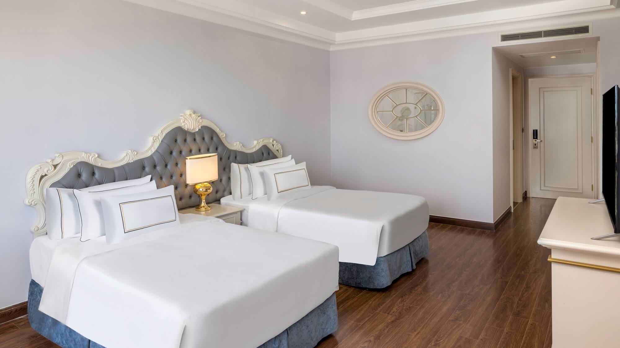 a room with two beds