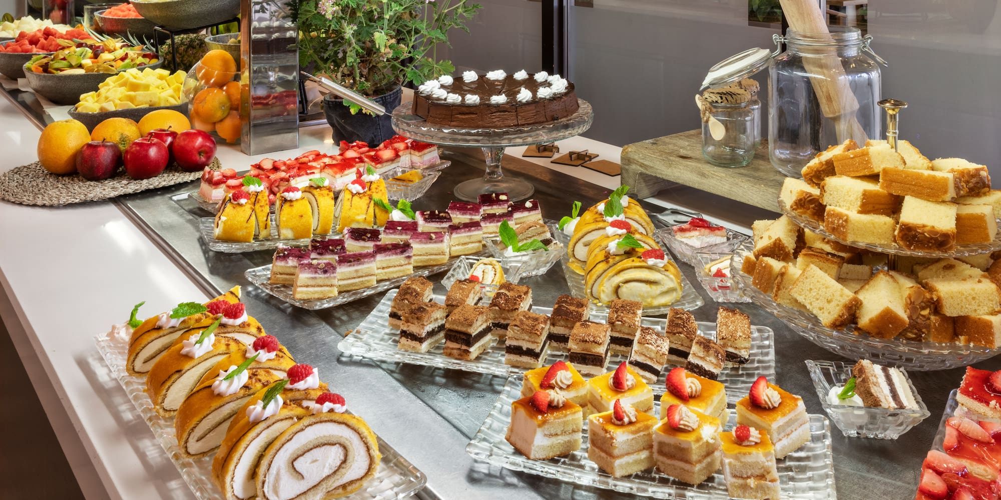 a table full of desserts