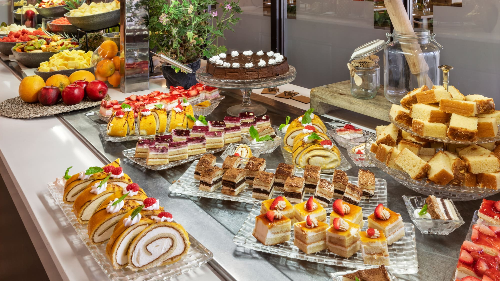 a table full of desserts