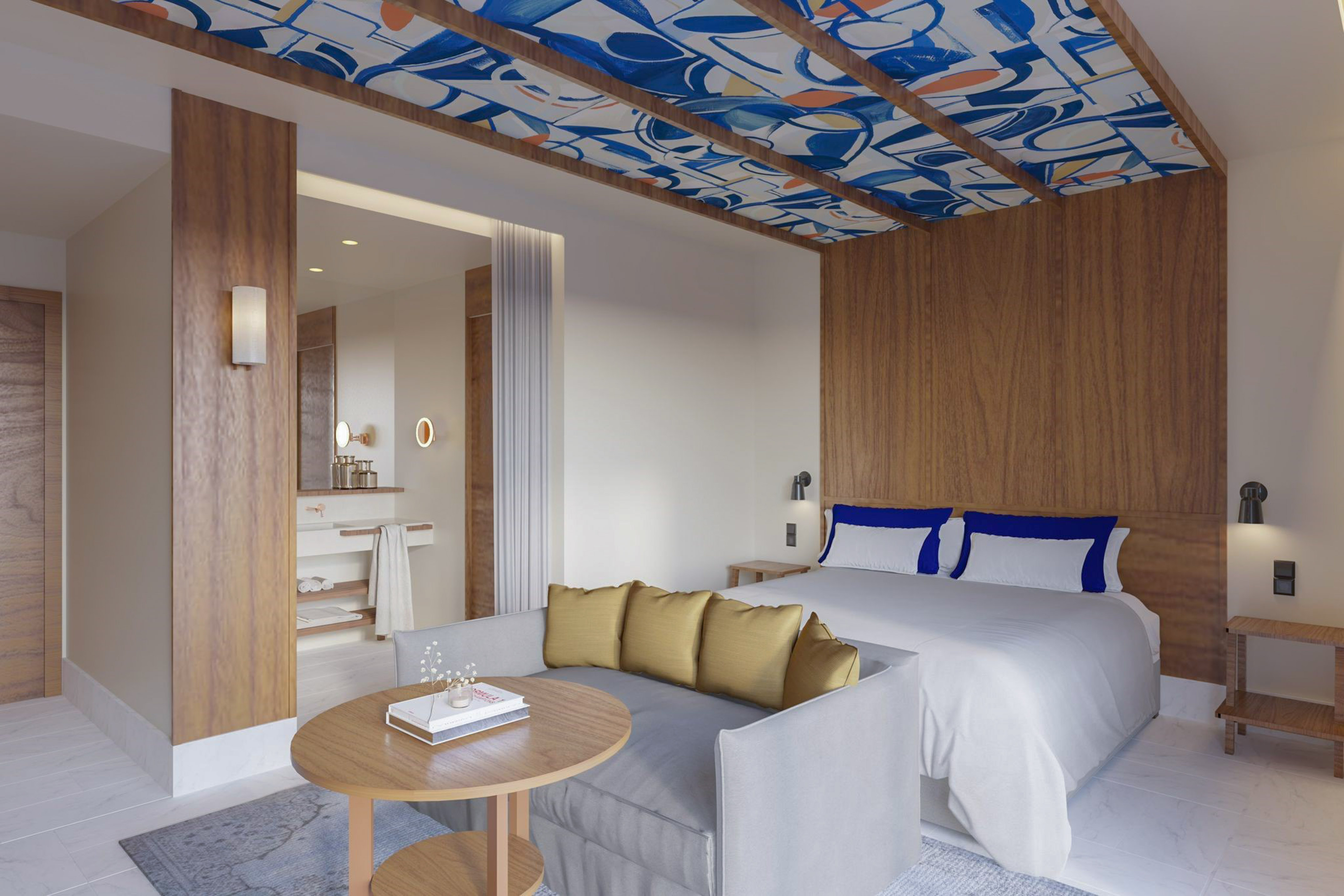 a room with a bed and a couch