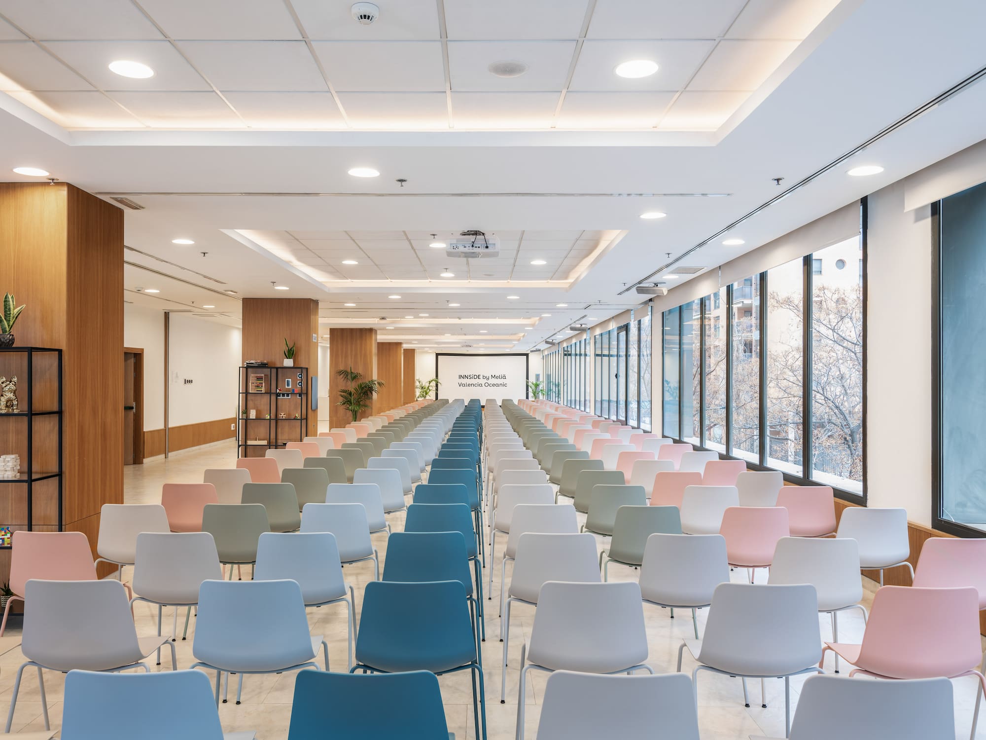 a room with many chairs
