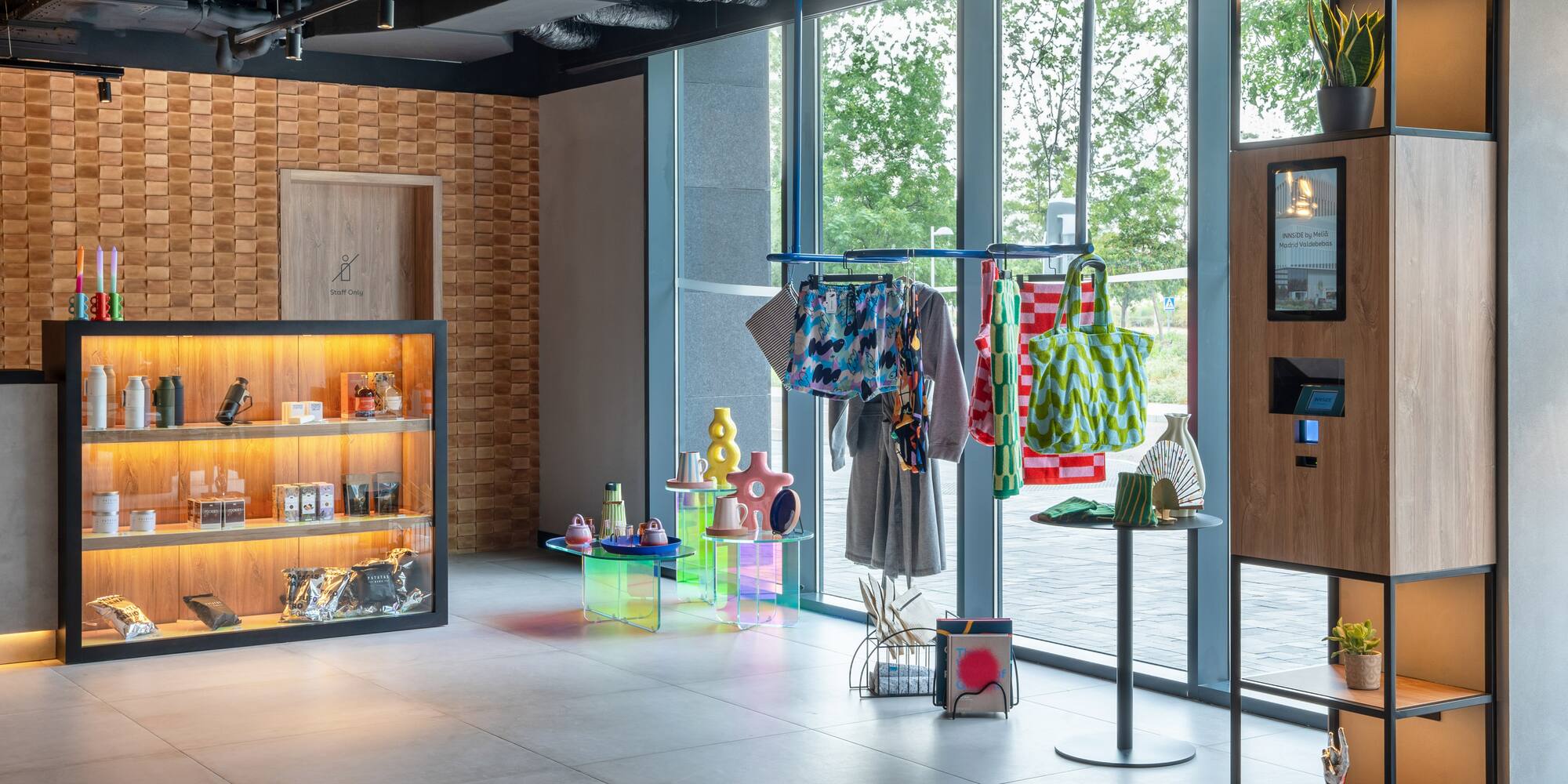 a store with a display of clothes