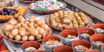 a group of different types of food on a table