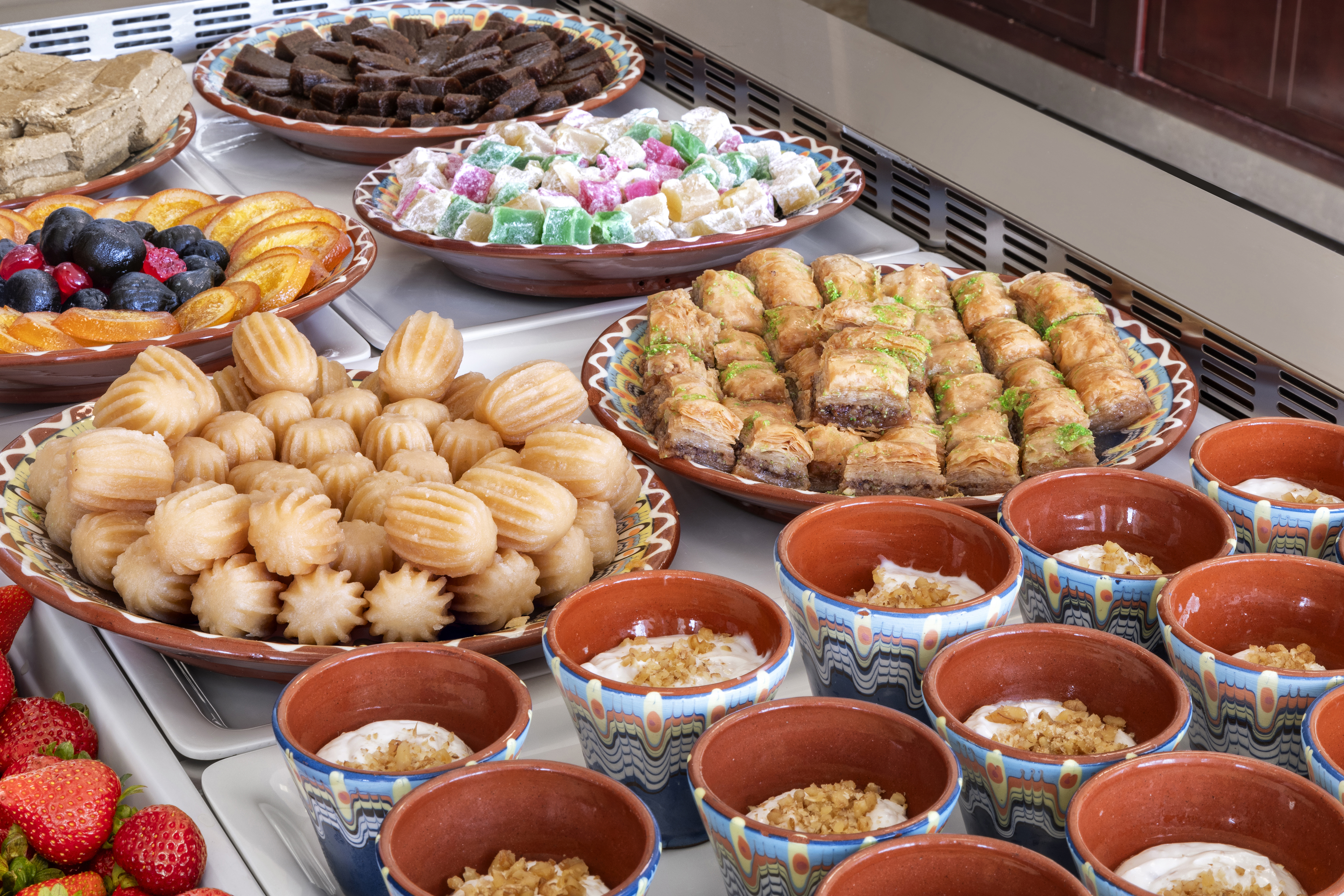 a group of different types of food on a table