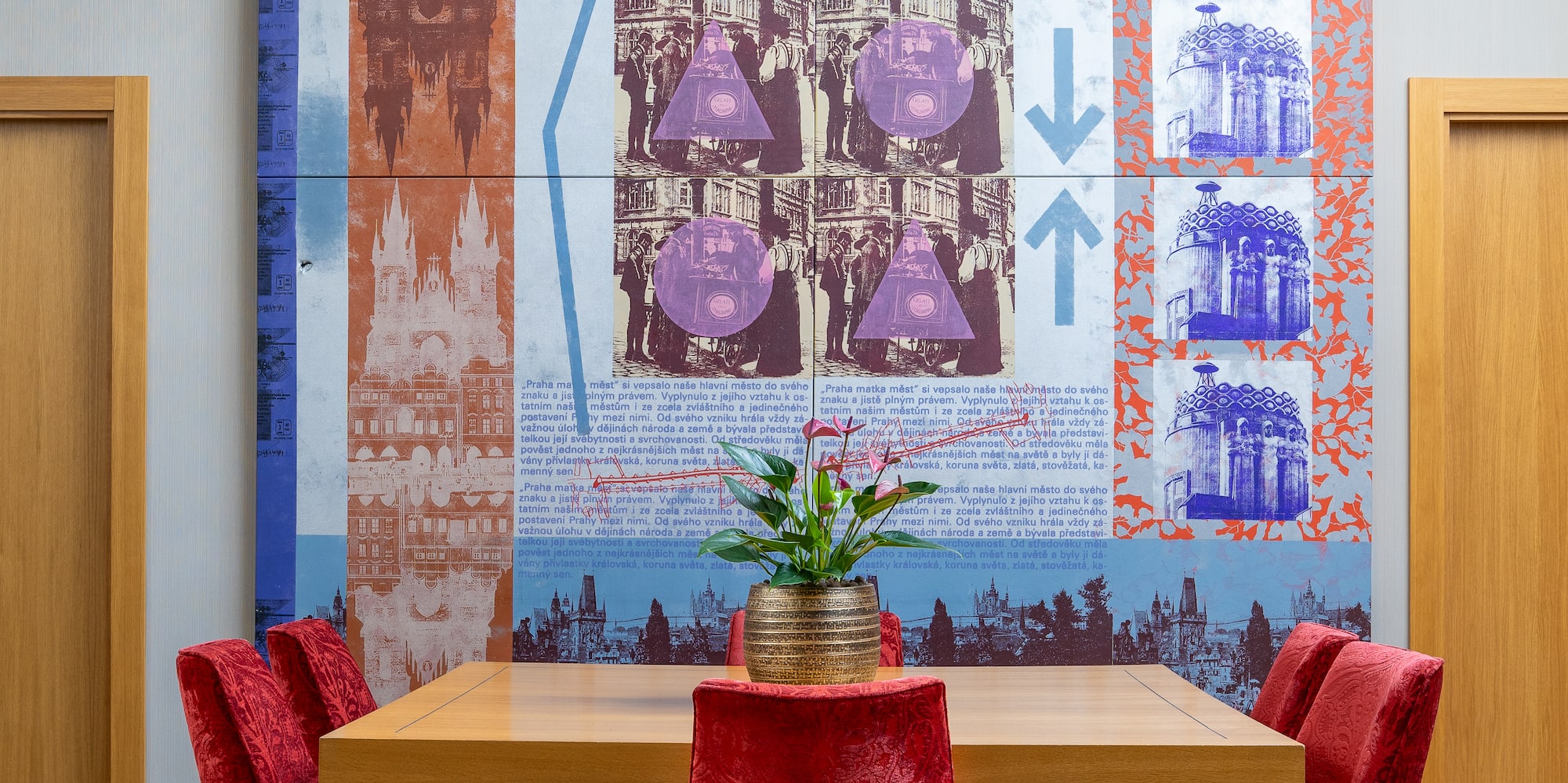 a table and chairs in a room