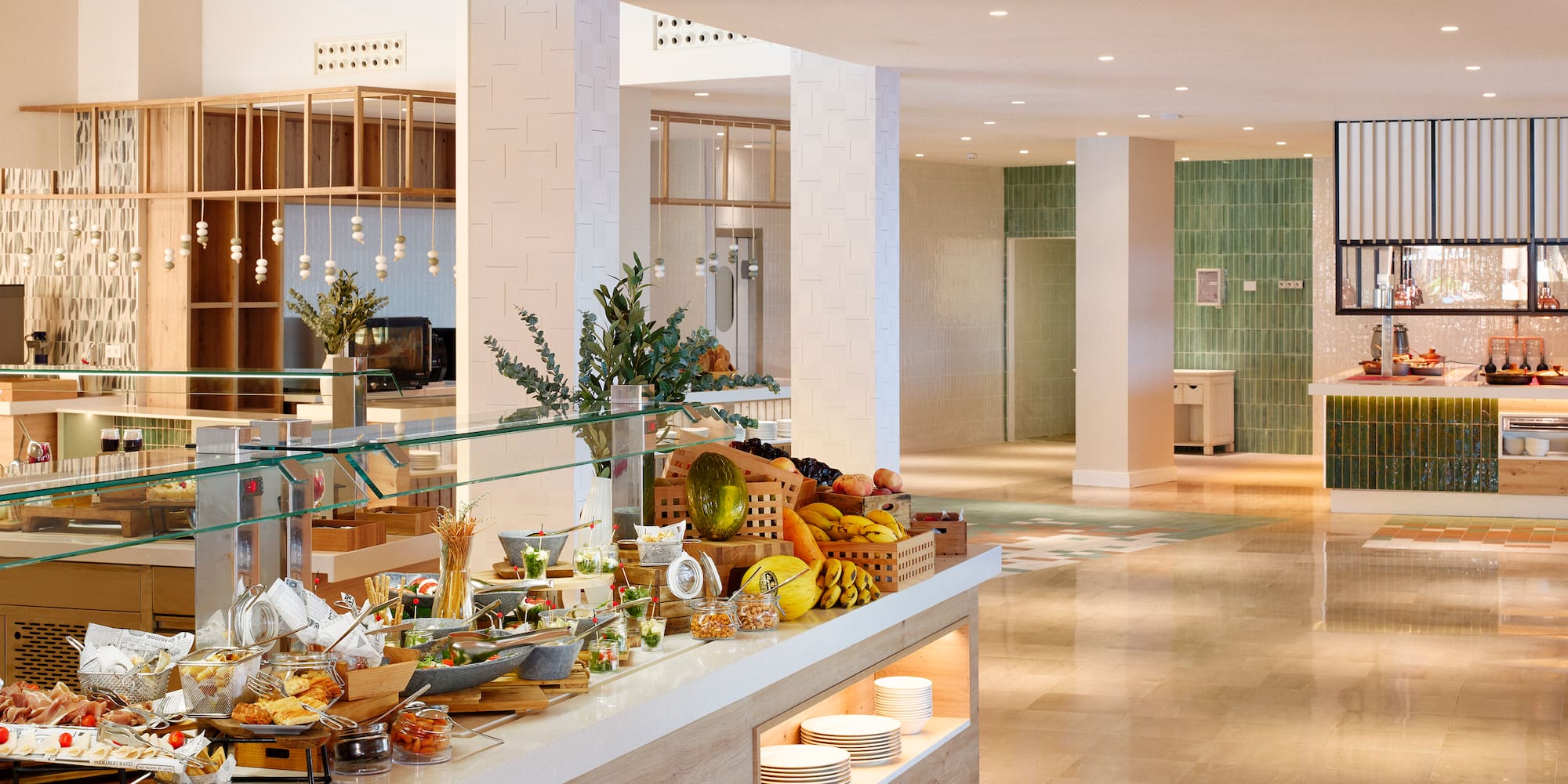 a buffet in a hotel