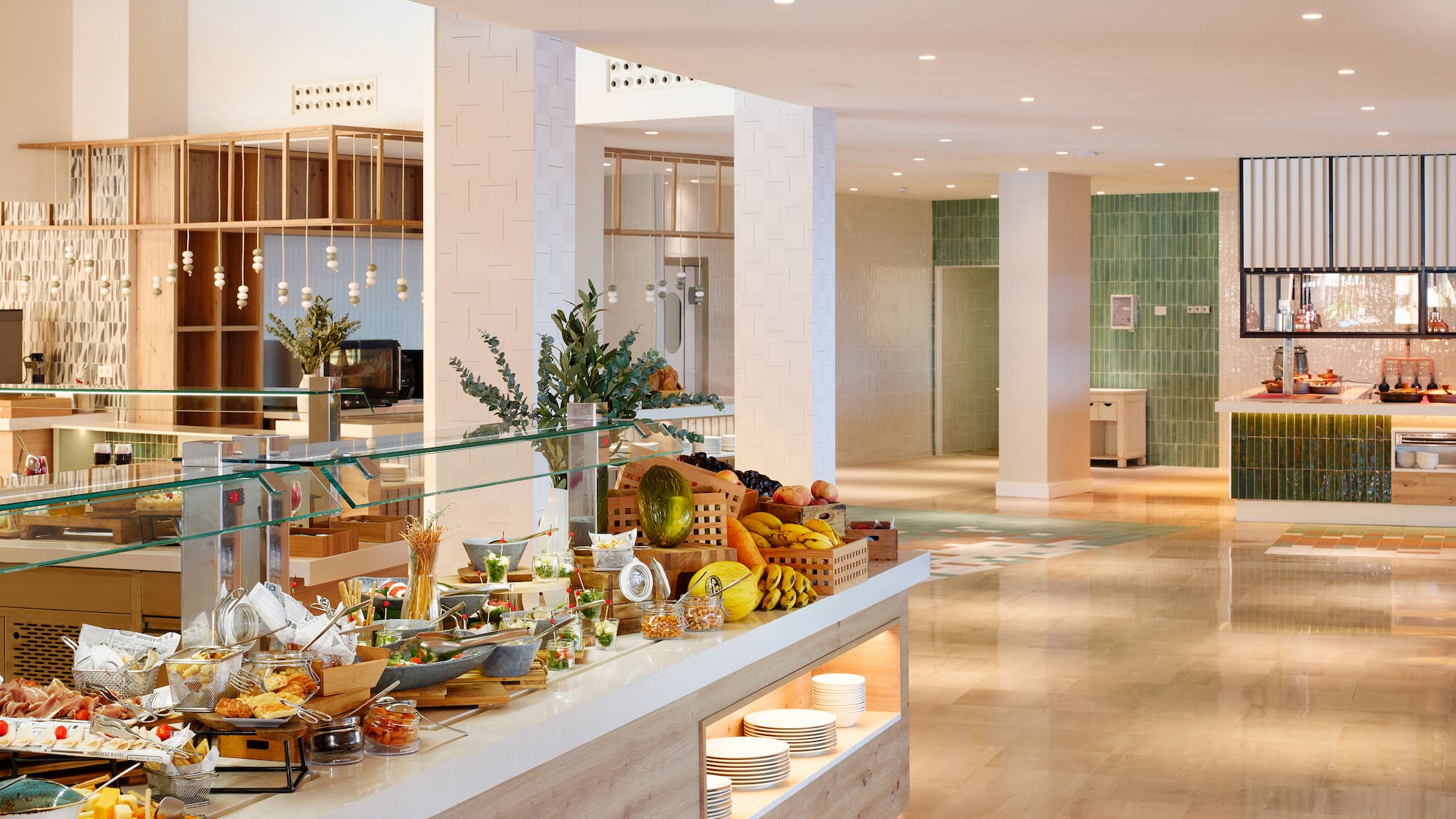 a buffet in a hotel
